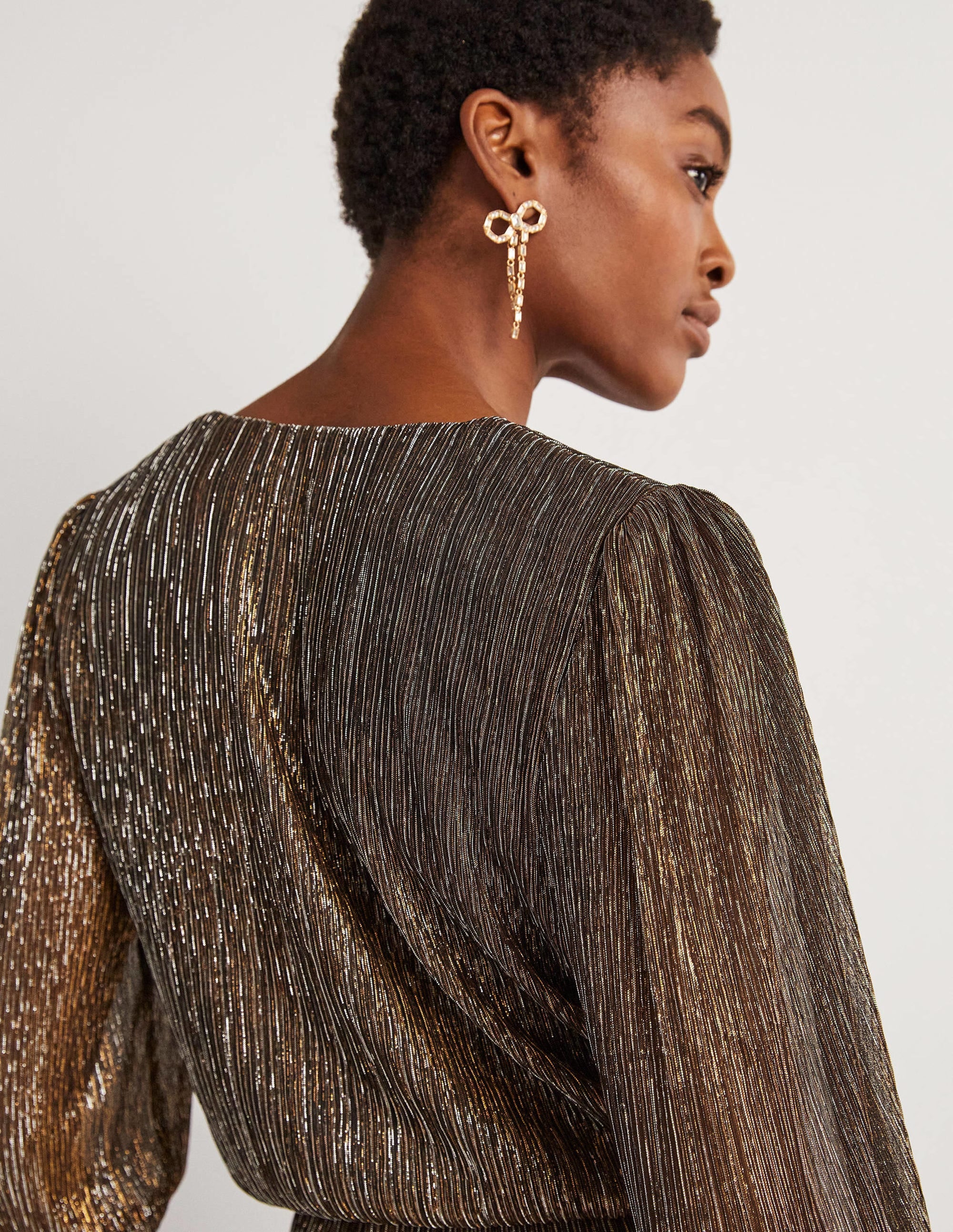 Plisse Palazzo Jumpsuit-Gold, Black Lurex - Image 5