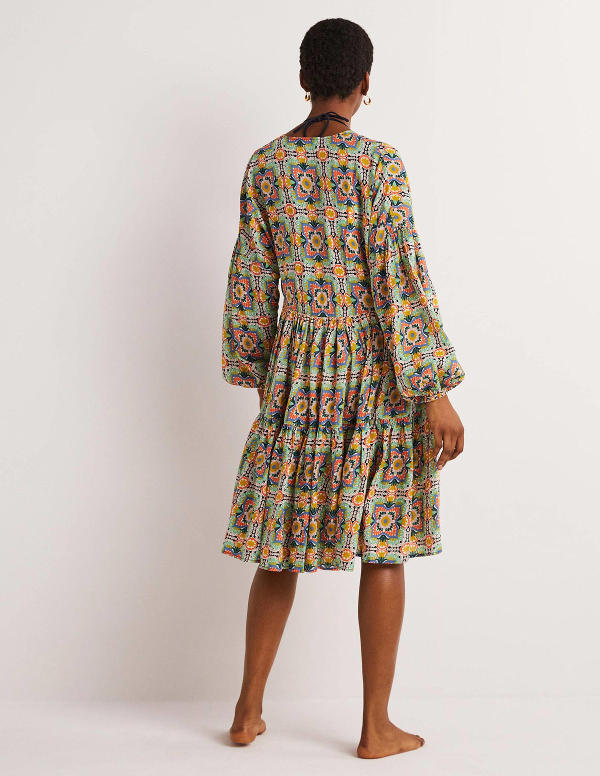 Relaxed Tiered Beach Dress-Multi, Tapestry Tile-3