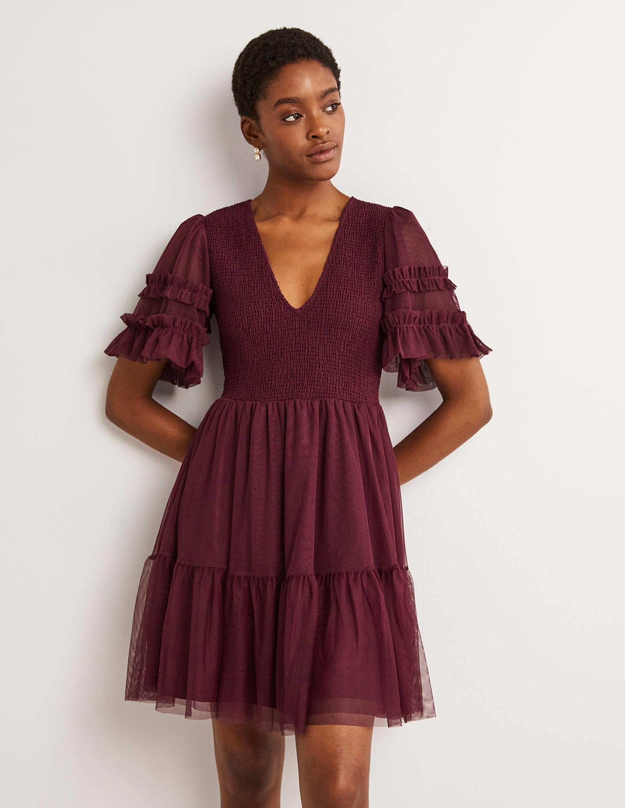 Tulle Smocked Mini Party Dress-Ruby Ring - Image 1