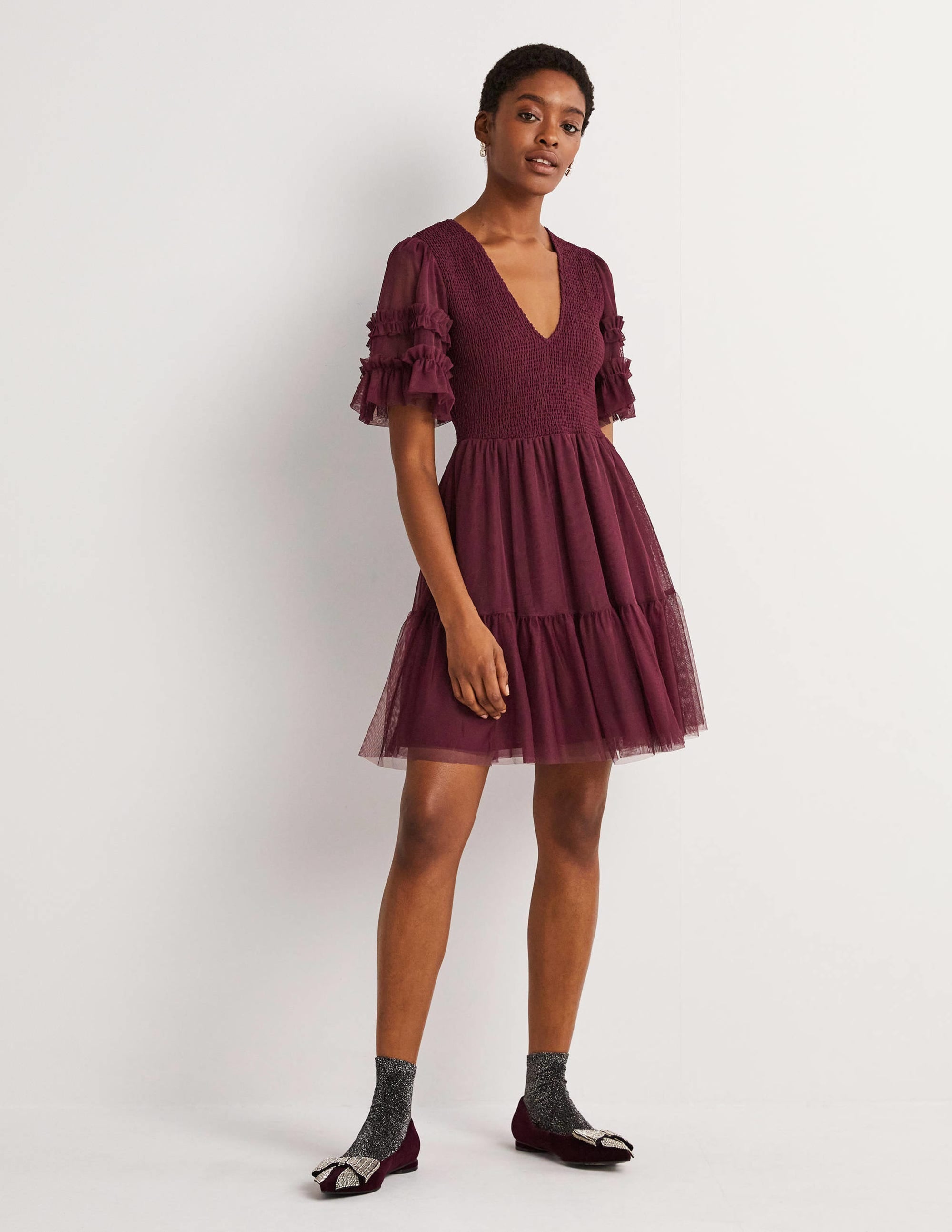 Tulle Smocked Mini Party Dress-Ruby Ring - Image 4