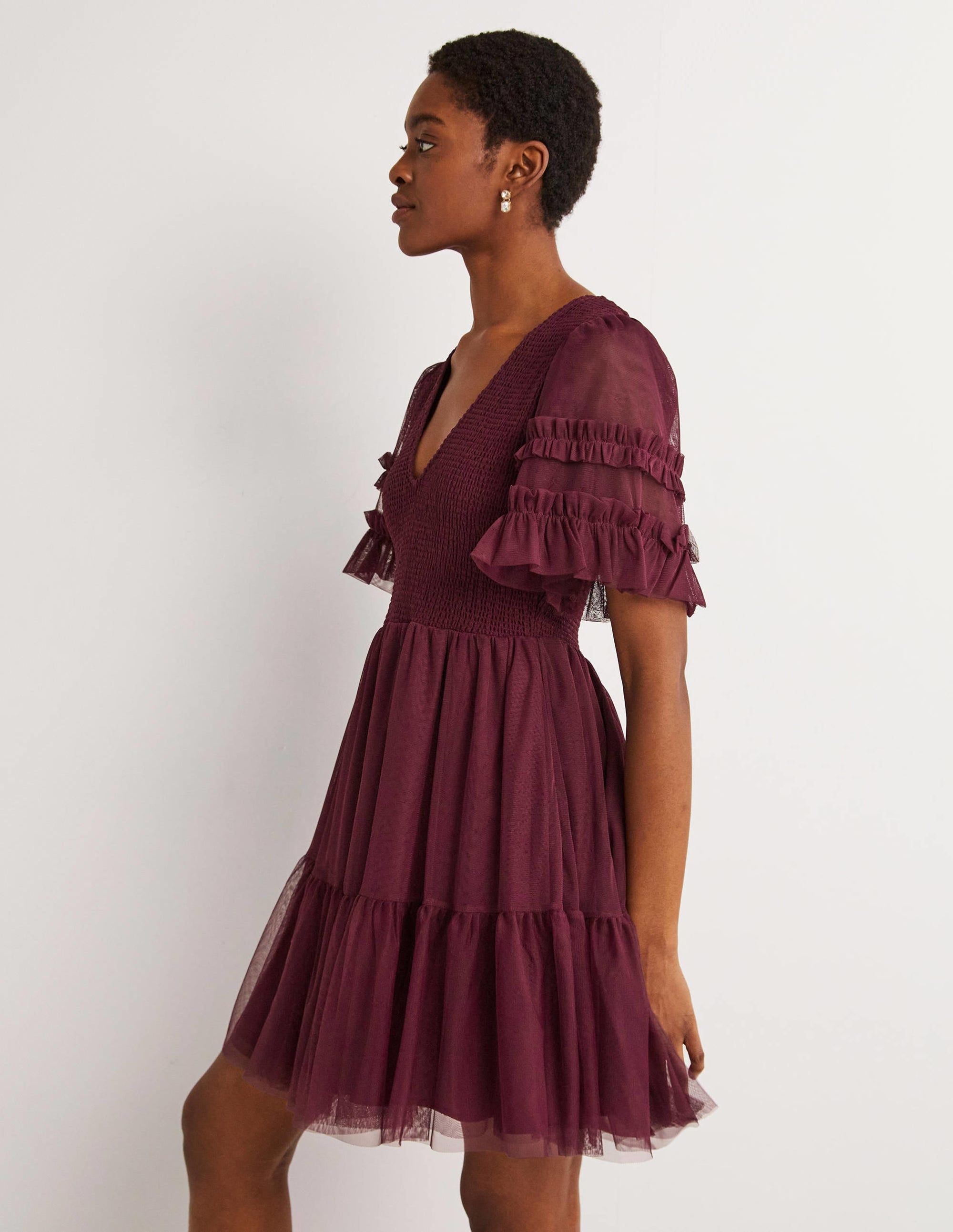Tulle Smocked Mini Party Dress-Ruby Ring - Image 6