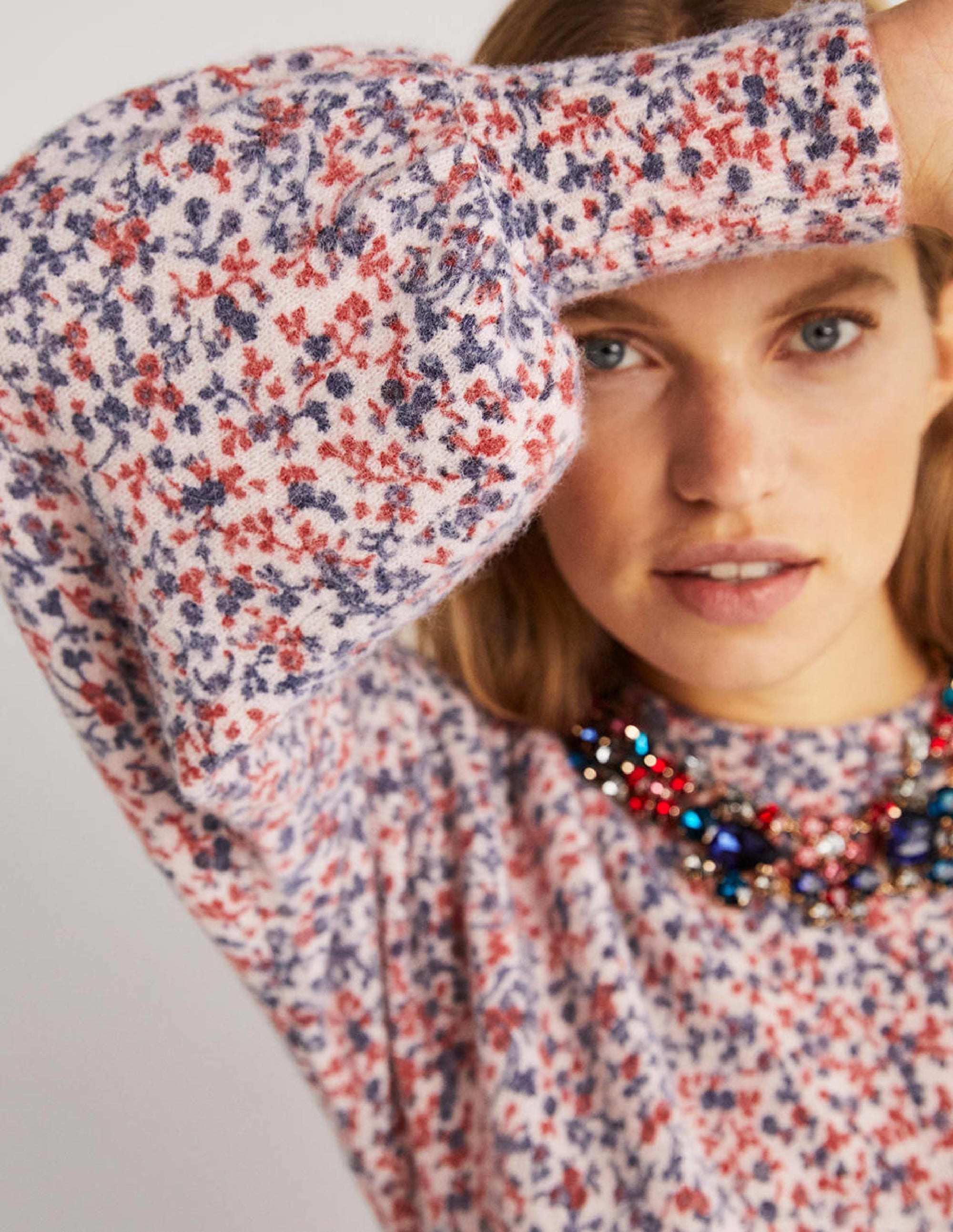 Blouson Sleeve Fluffy Jumper-Milkshake, Wild Vine - Image 2