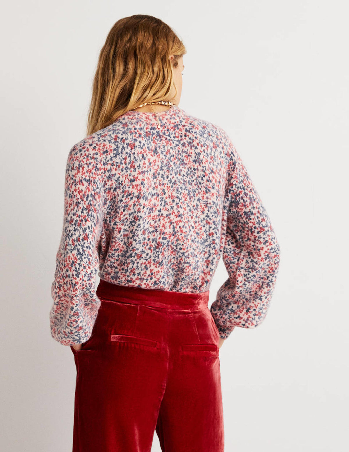 Blouson Sleeve Fluffy Jumper-Milkshake, Wild Vine - Image 3