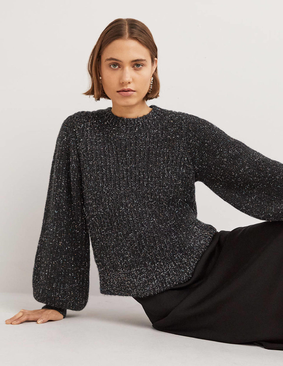 Chunky Ribbed Jumper-Black Sparkle-4
