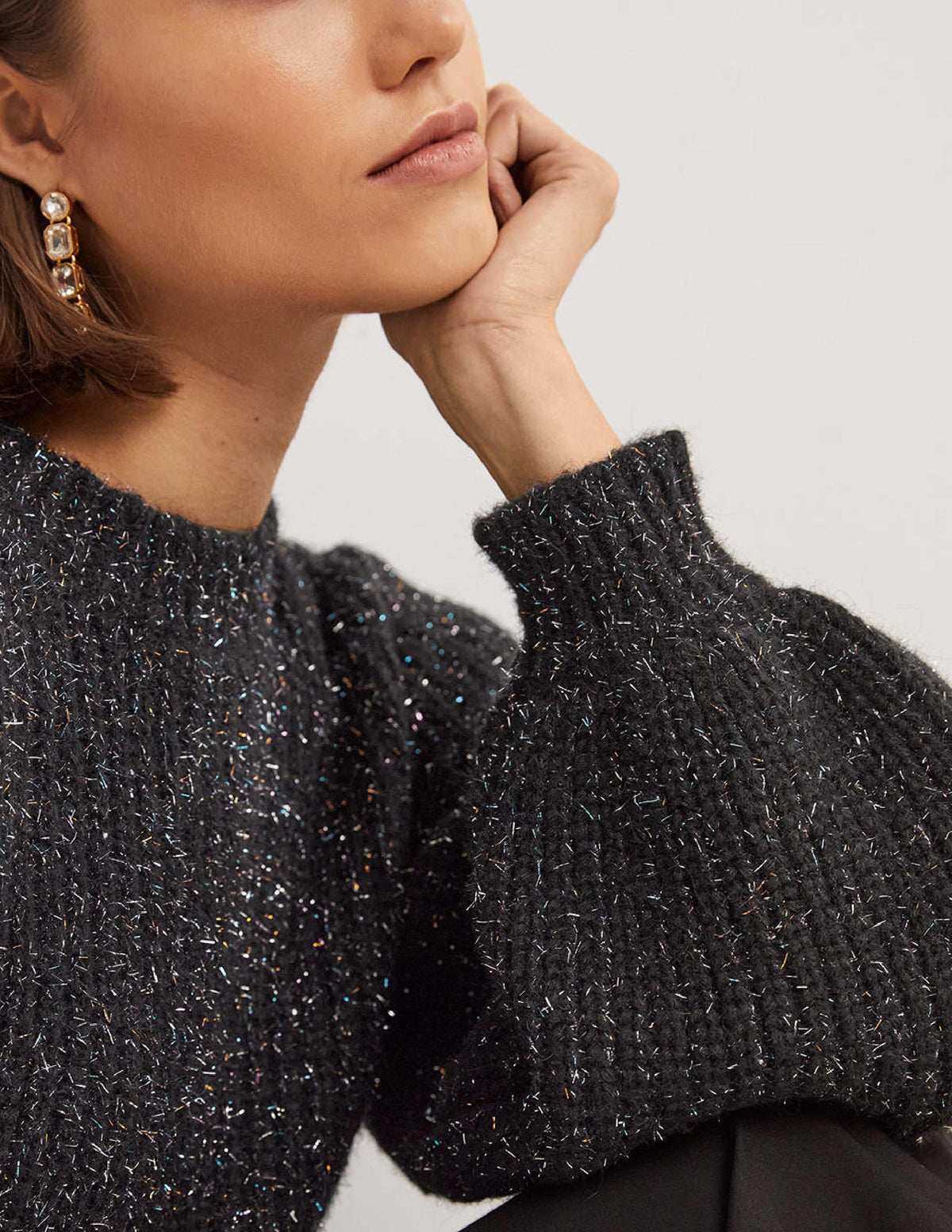 Chunky Ribbed Jumper-Black Sparkle - Image 5