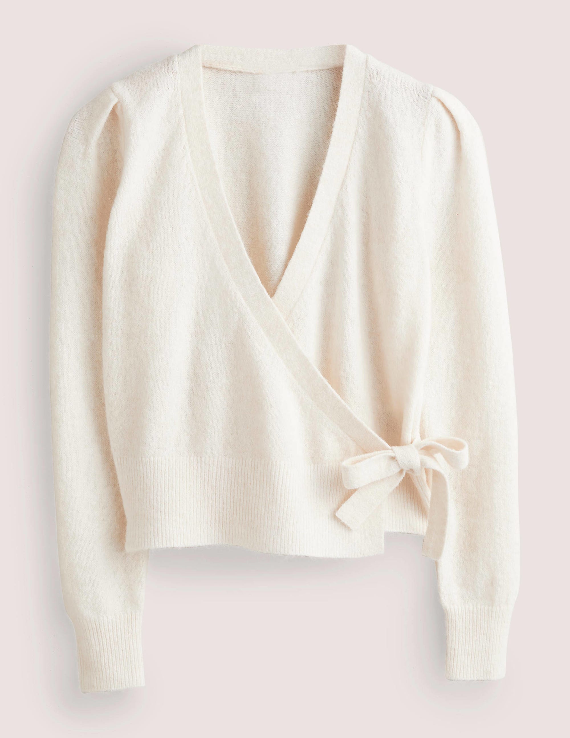 Fluffy Wrap Cardigan-Warm Ivory - Image 6