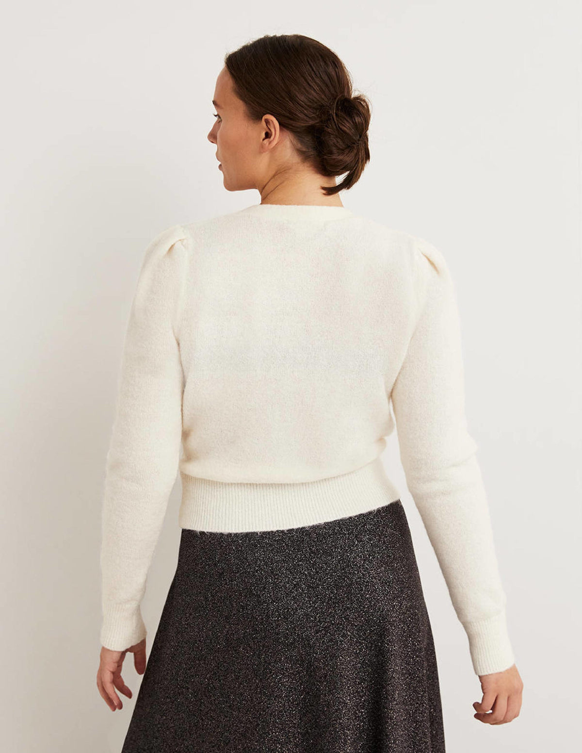Fluffy Wrap Cardigan-Warm Ivory - Image 3