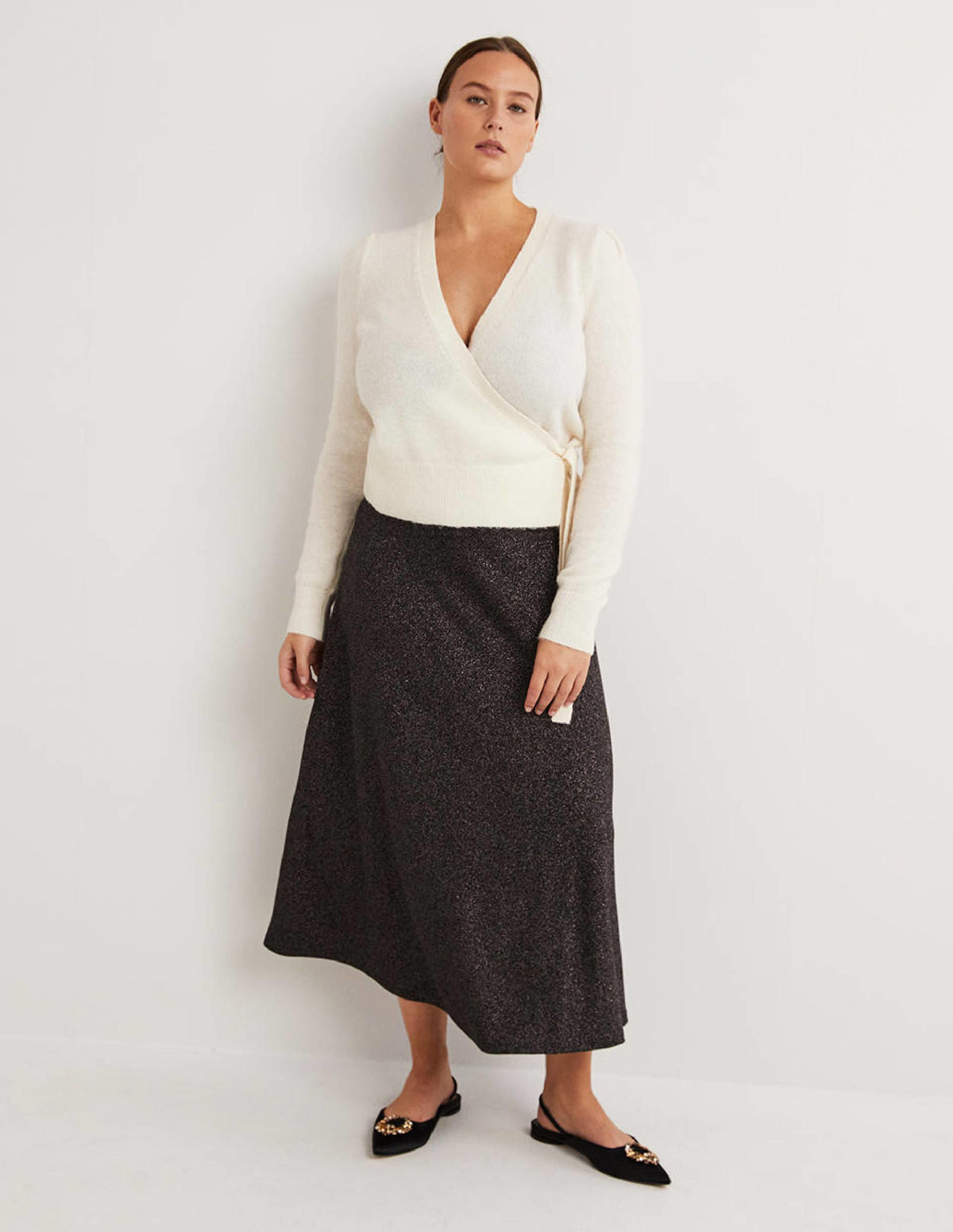 Fluffy Wrap Cardigan-Warm Ivory - Image 5