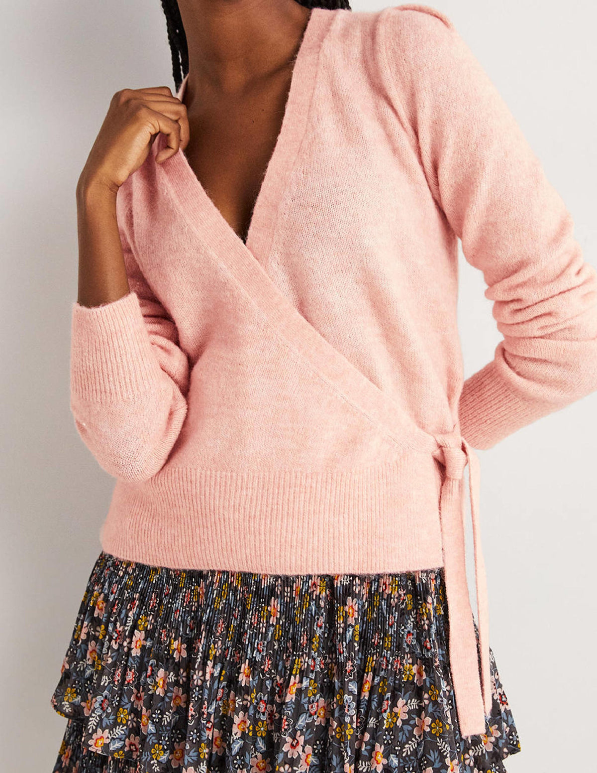 Fluffy Wrap Cardigan-Pink Frosting-5