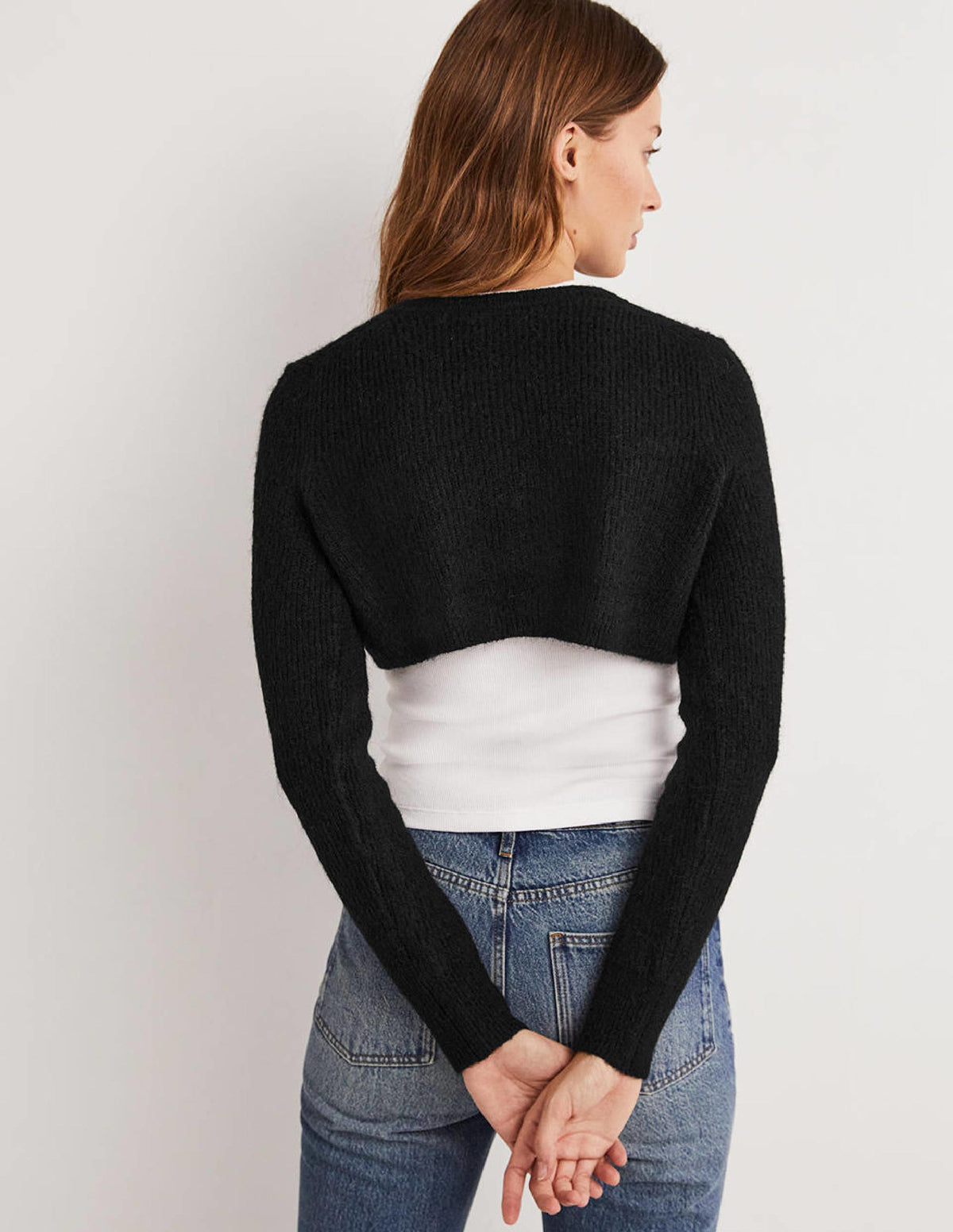 Rib Knit Bolero-Black - Image 3