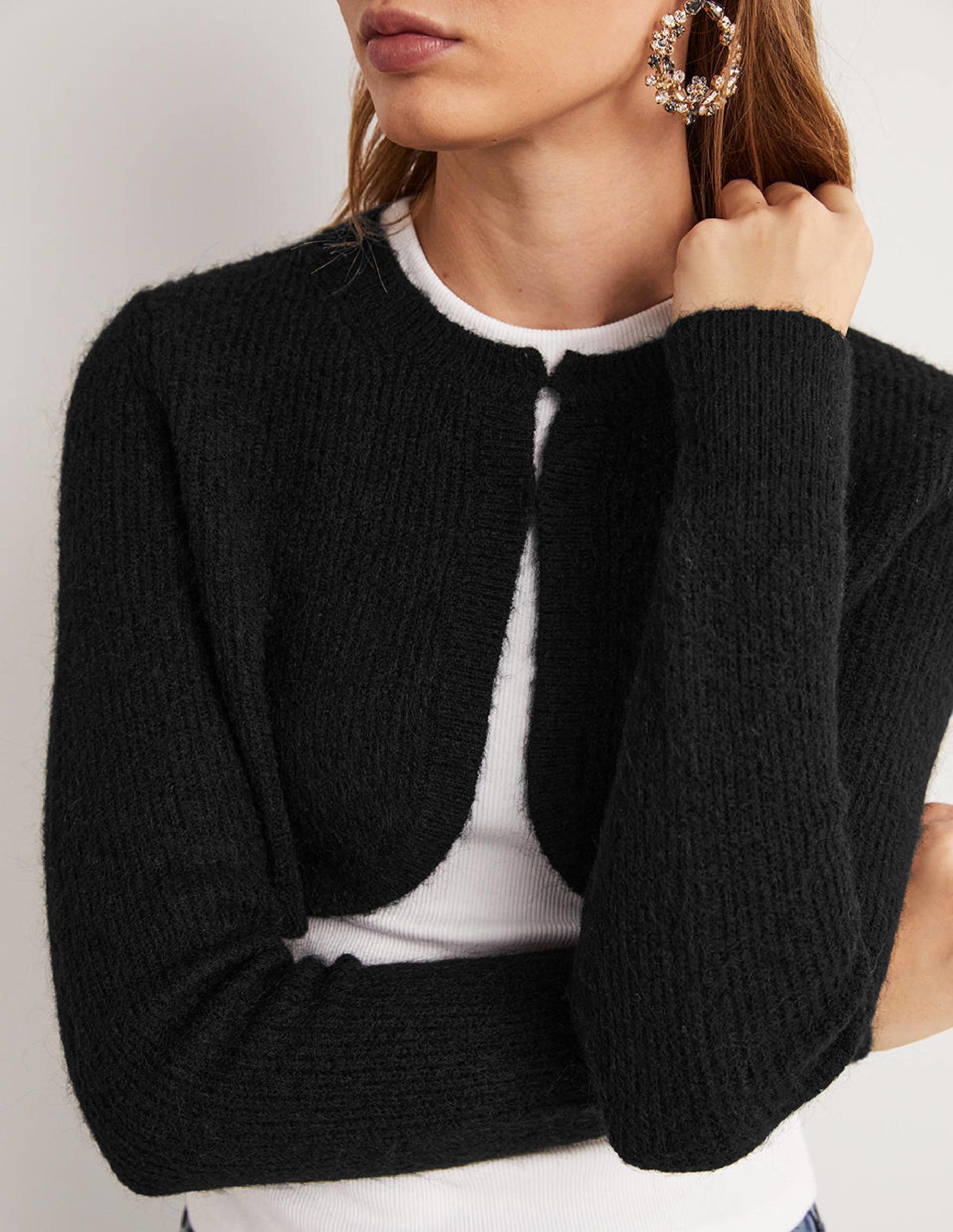 Rib Knit Bolero-Black - Image 4