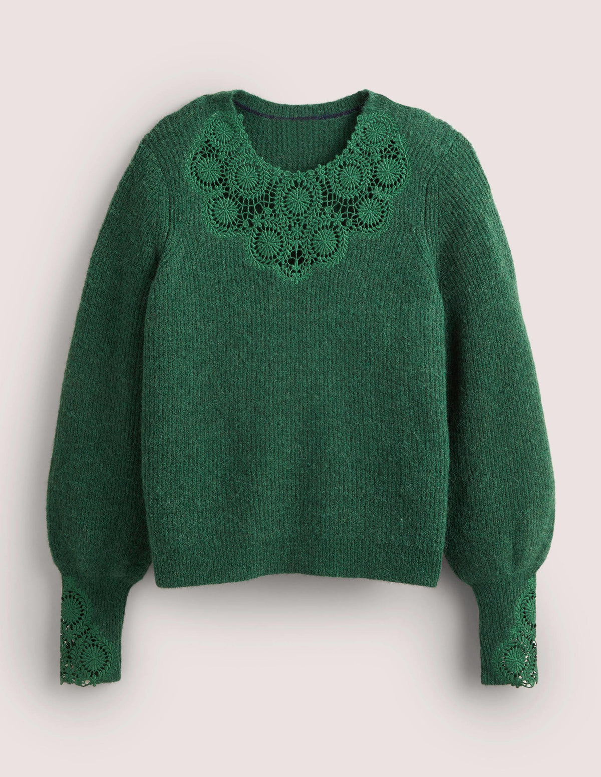 Detail Fluffy Jumper-Hunter Green Embroidery - Image 5