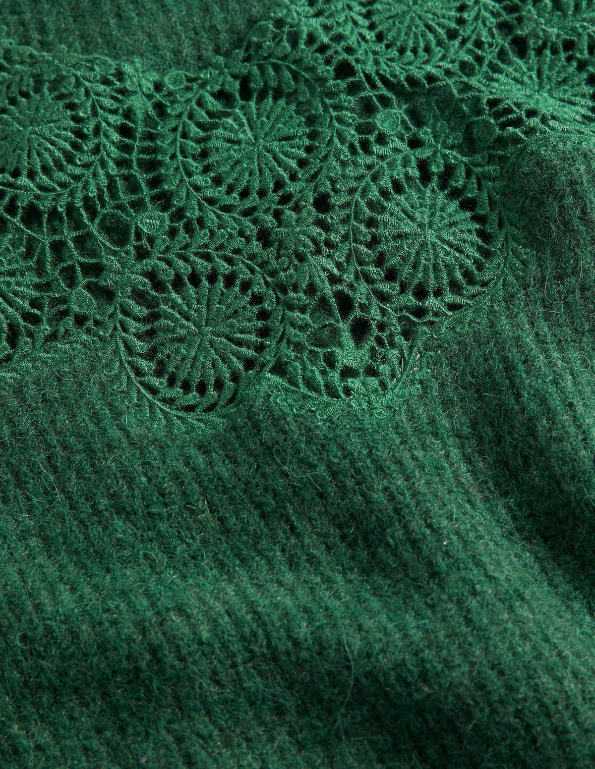 Detail Fluffy Jumper-Hunter Green Embroidery - Image 6