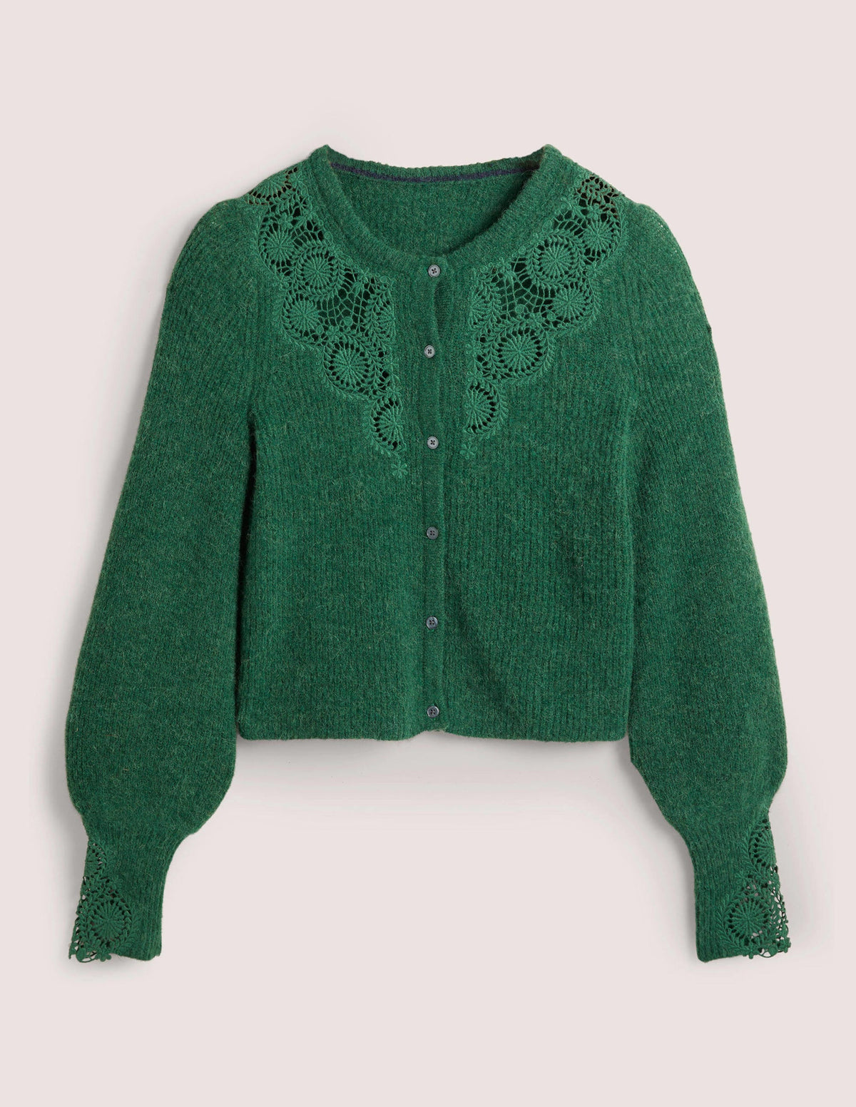 Detail Fluffy Cardigan-Hunter Green Embroidery - Image 5