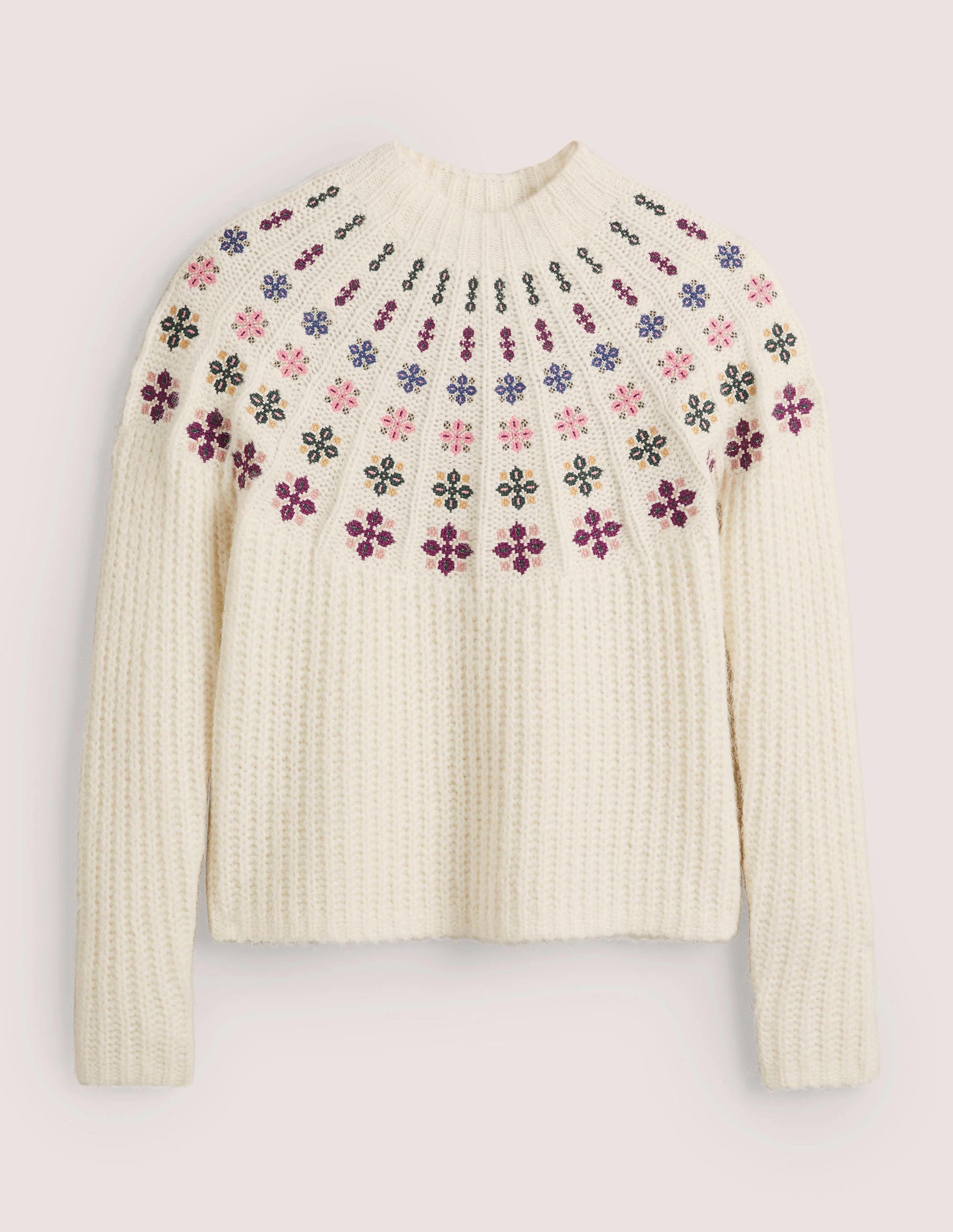 Fluffy Embroidered Jumper-Ivory, Multi Embroidery-7