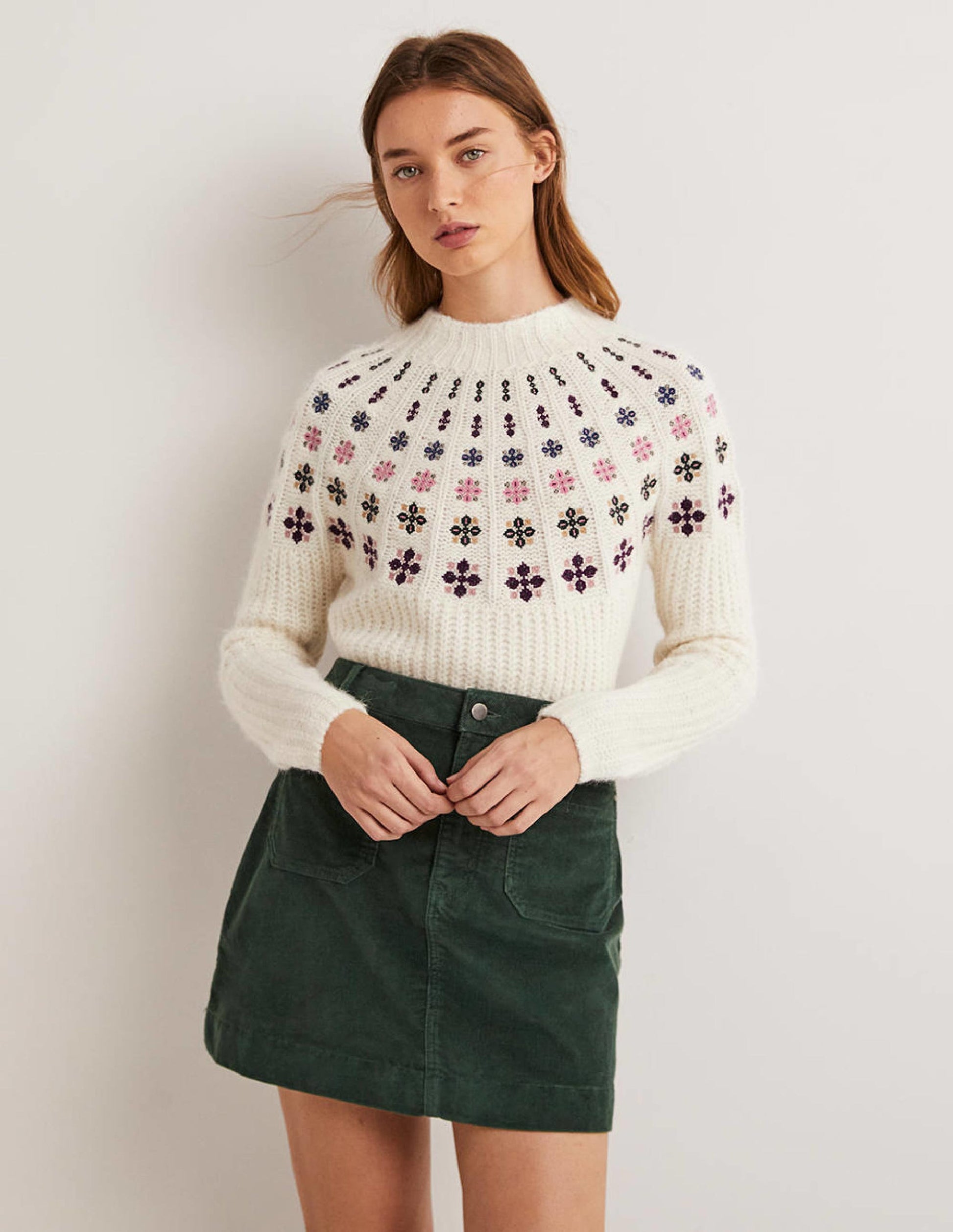 Fluffy Embroidered Jumper-Ivory, Multi Embroidery-1