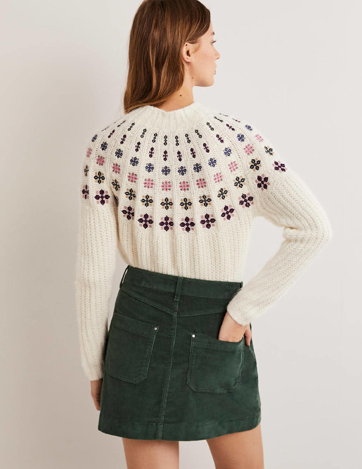 Fluffy Embroidered Jumper-Ivory, Multi Embroidery - Image 3