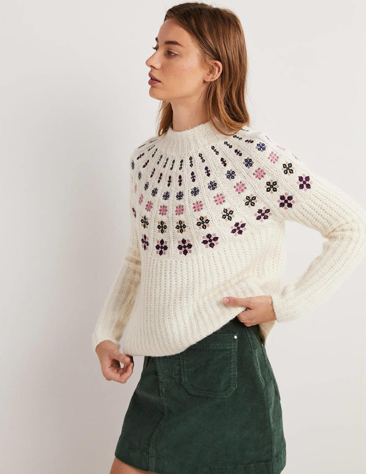 Fluffy Embroidered Jumper-Ivory, Multi Embroidery-4