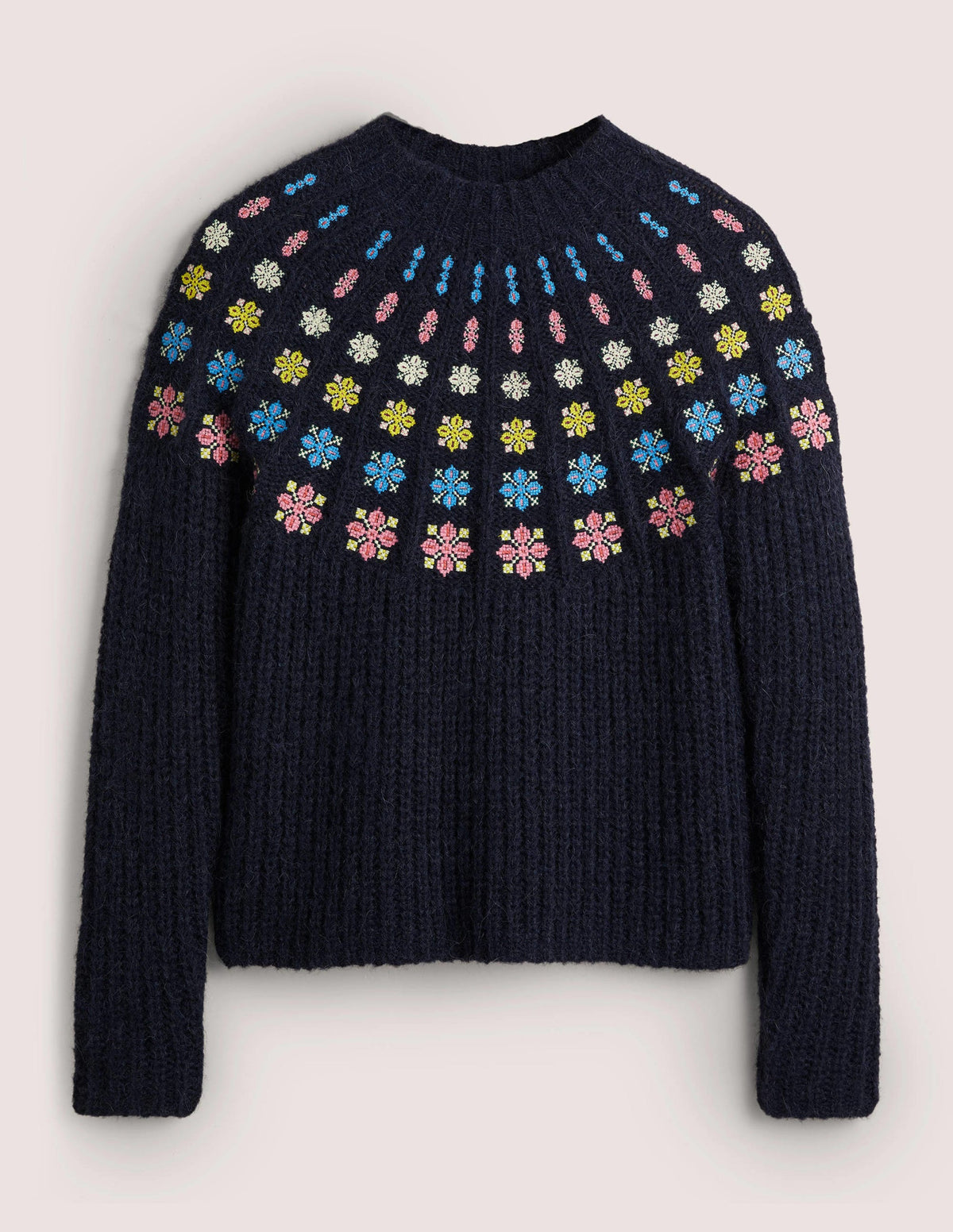 Fluffy Embroidered Jumper-Navy, Multi Embroidery-5