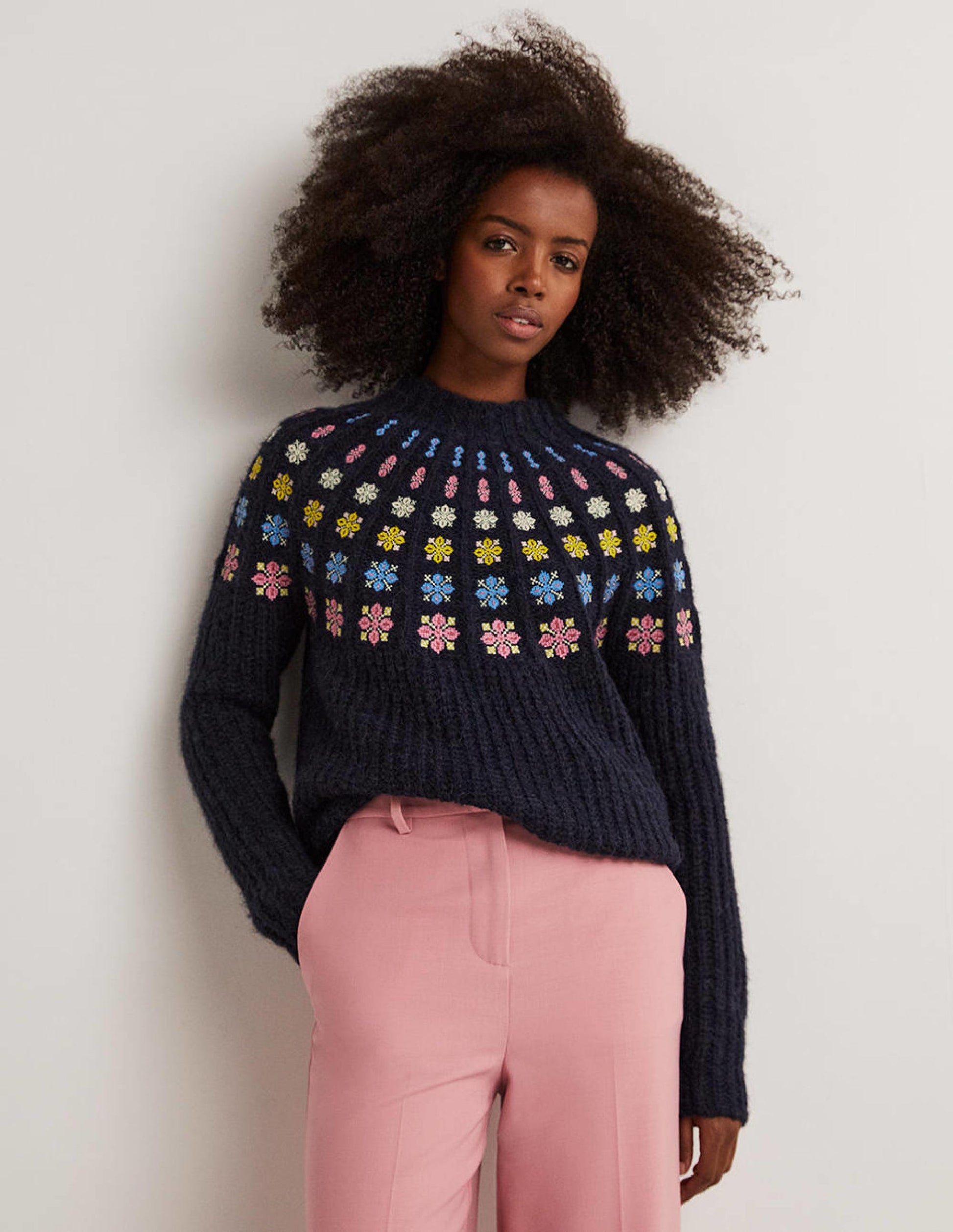 Fluffy Embroidered Jumper-Navy, Multi Embroidery-1