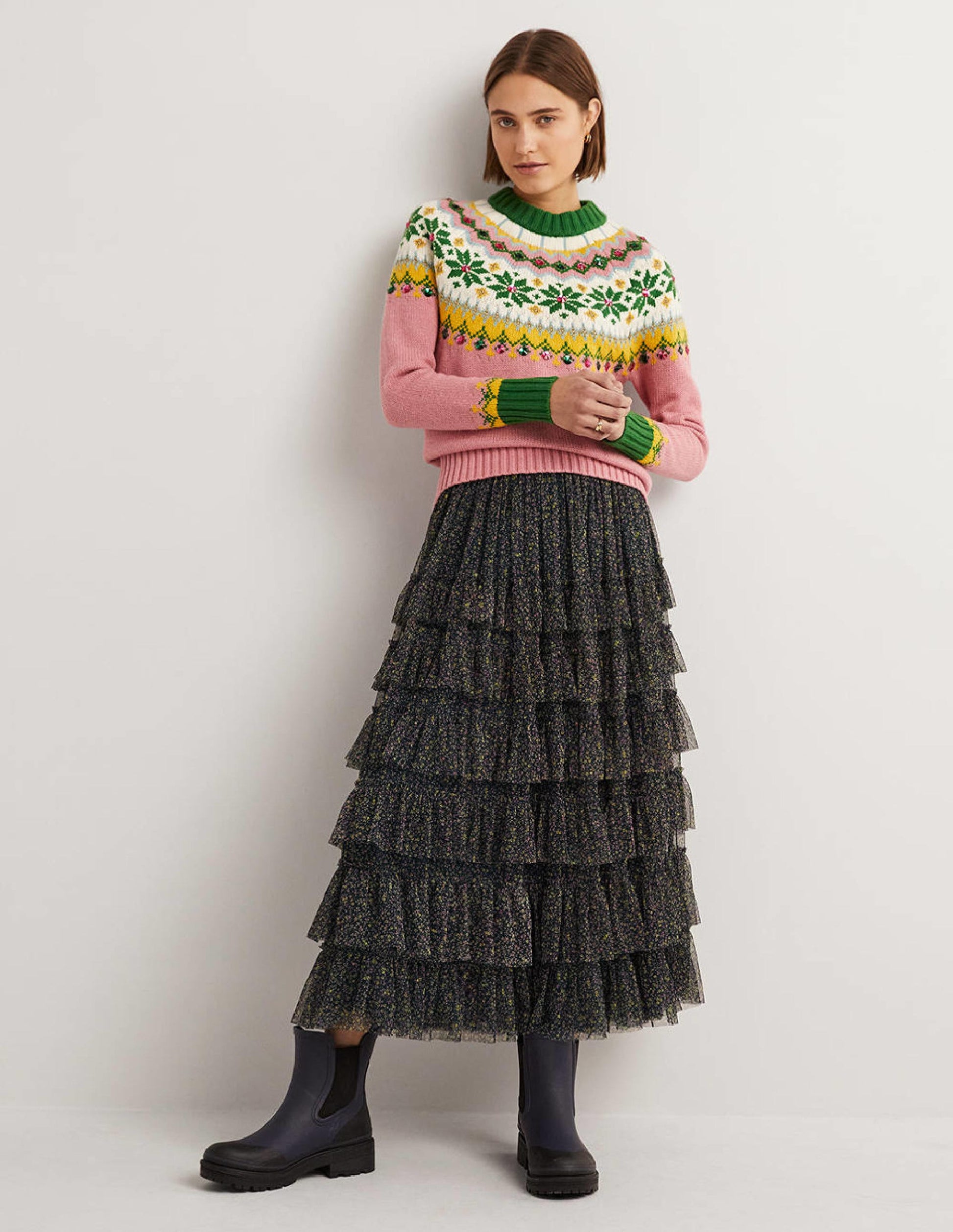 Embellished Fair Isle Jumper-Pink, Embellished Fair Isle-4