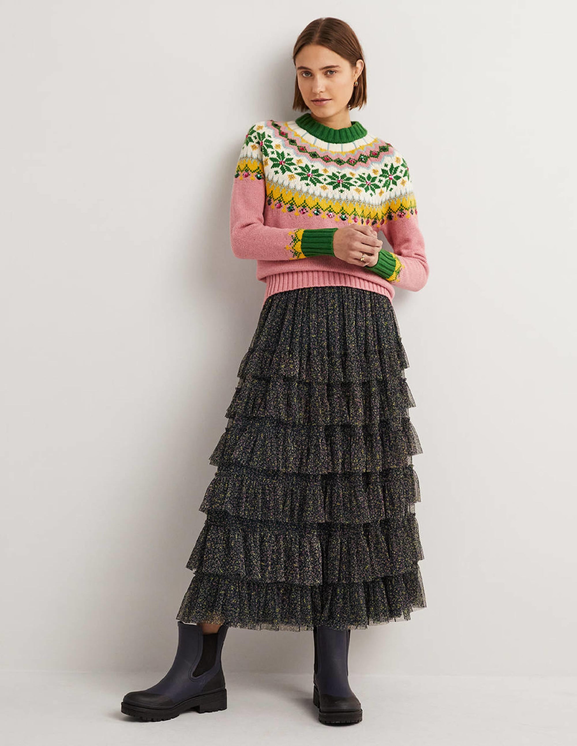 Embellished Fair Isle Jumper-Pink, Embellished Fair Isle - Image 4