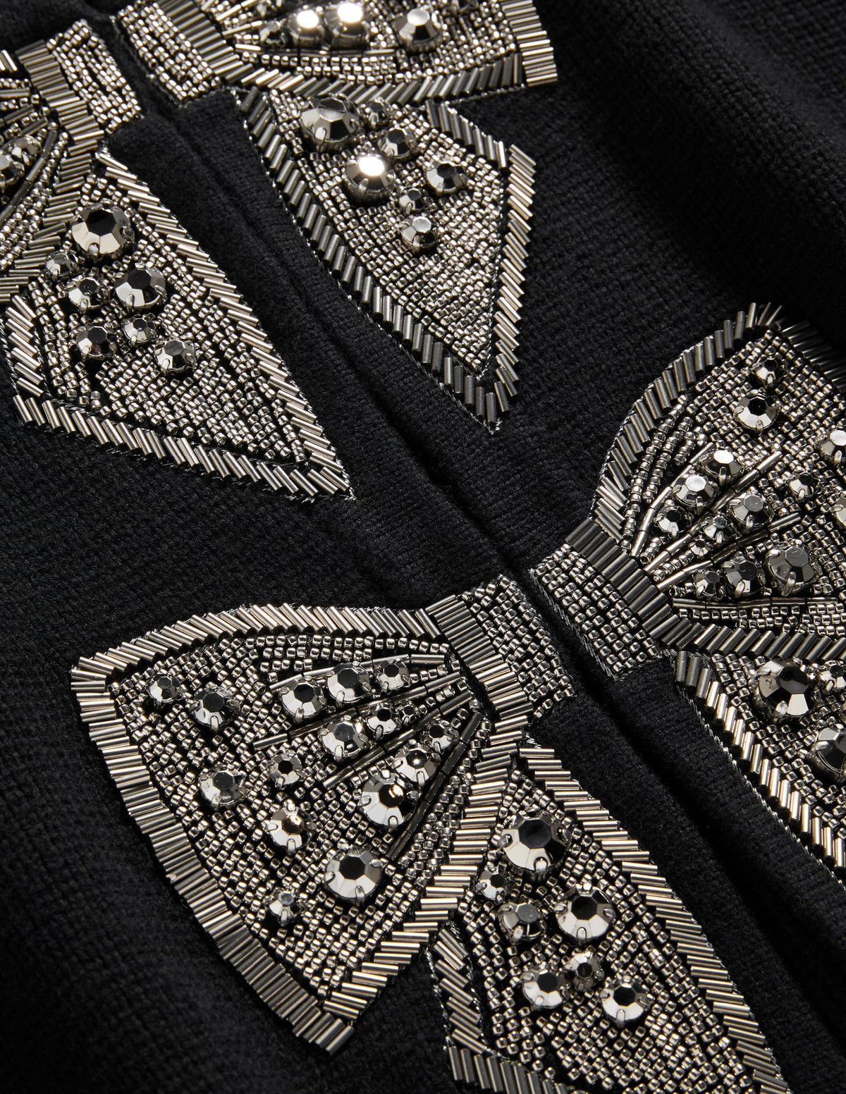 Embellished Knitted Jacket-Black, Embellished Bows-8