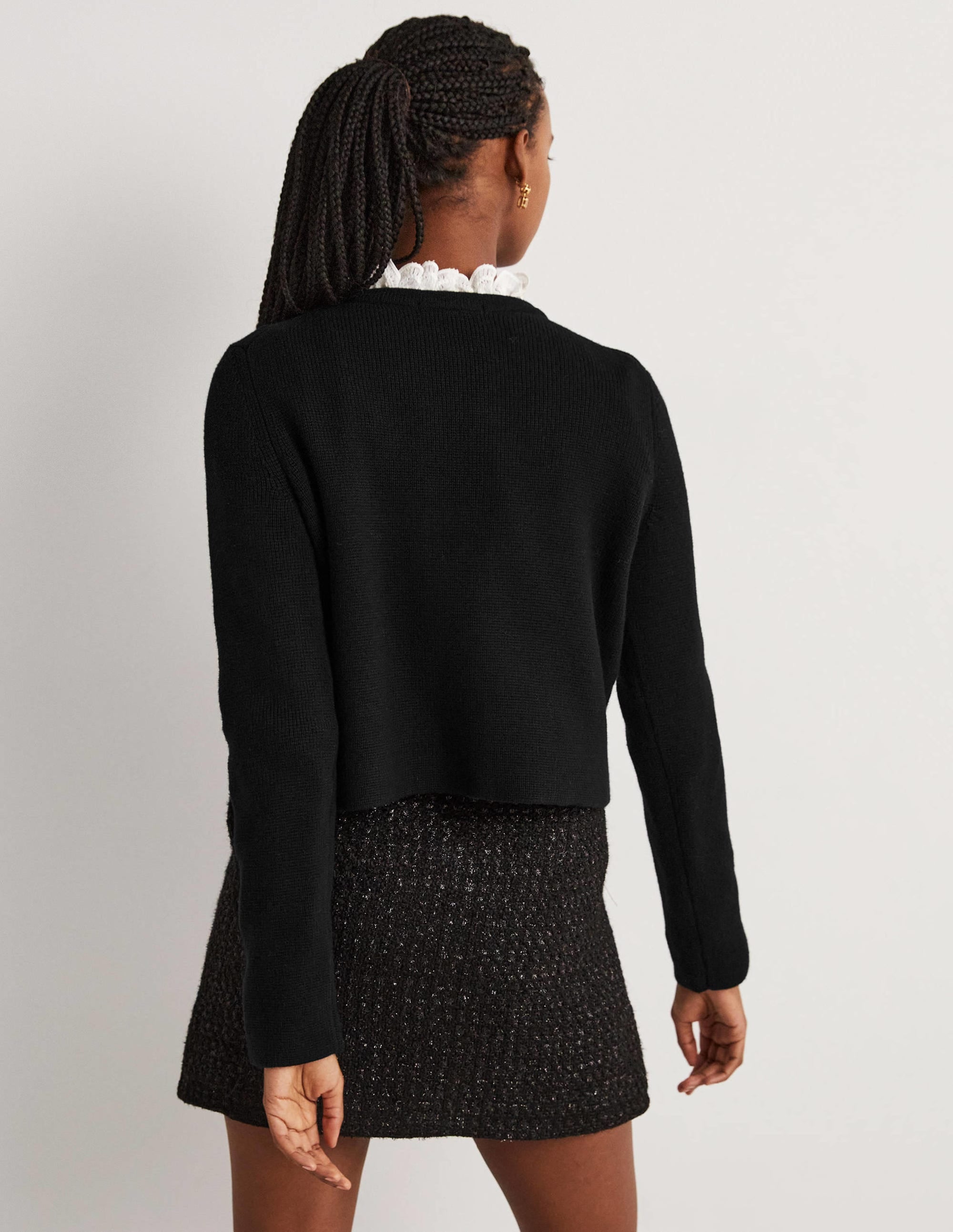 Embellished Knitted Jacket-Black, Embellished Bows - Image 3