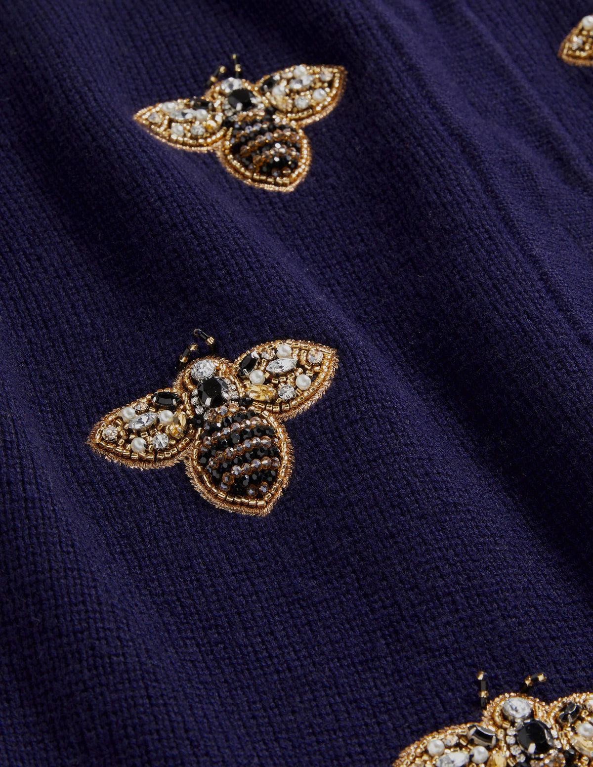 Embellished Knitted Jacket-Navy, Embellished Bees-7