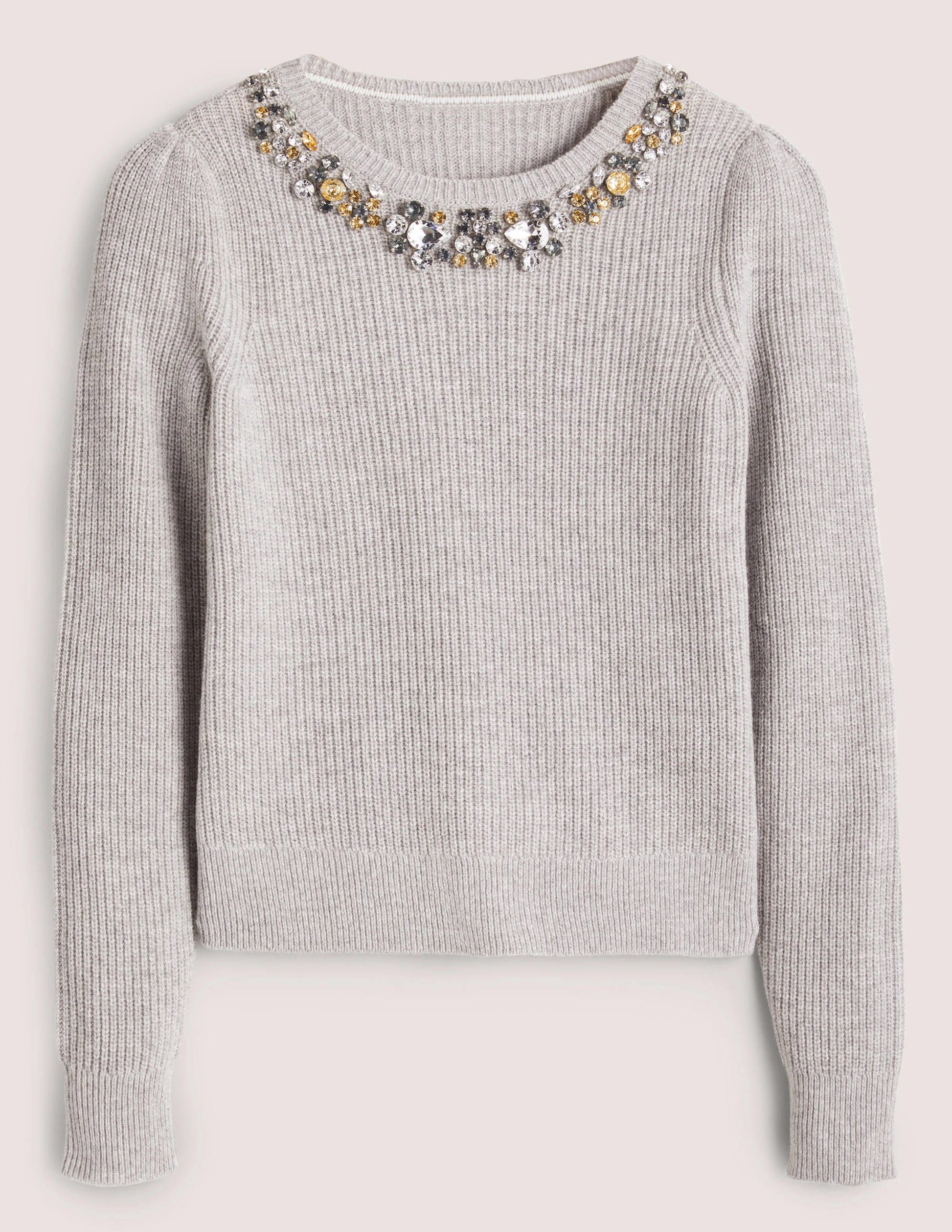 Embellished Party Jumper-Grey, Embellished Collar-6