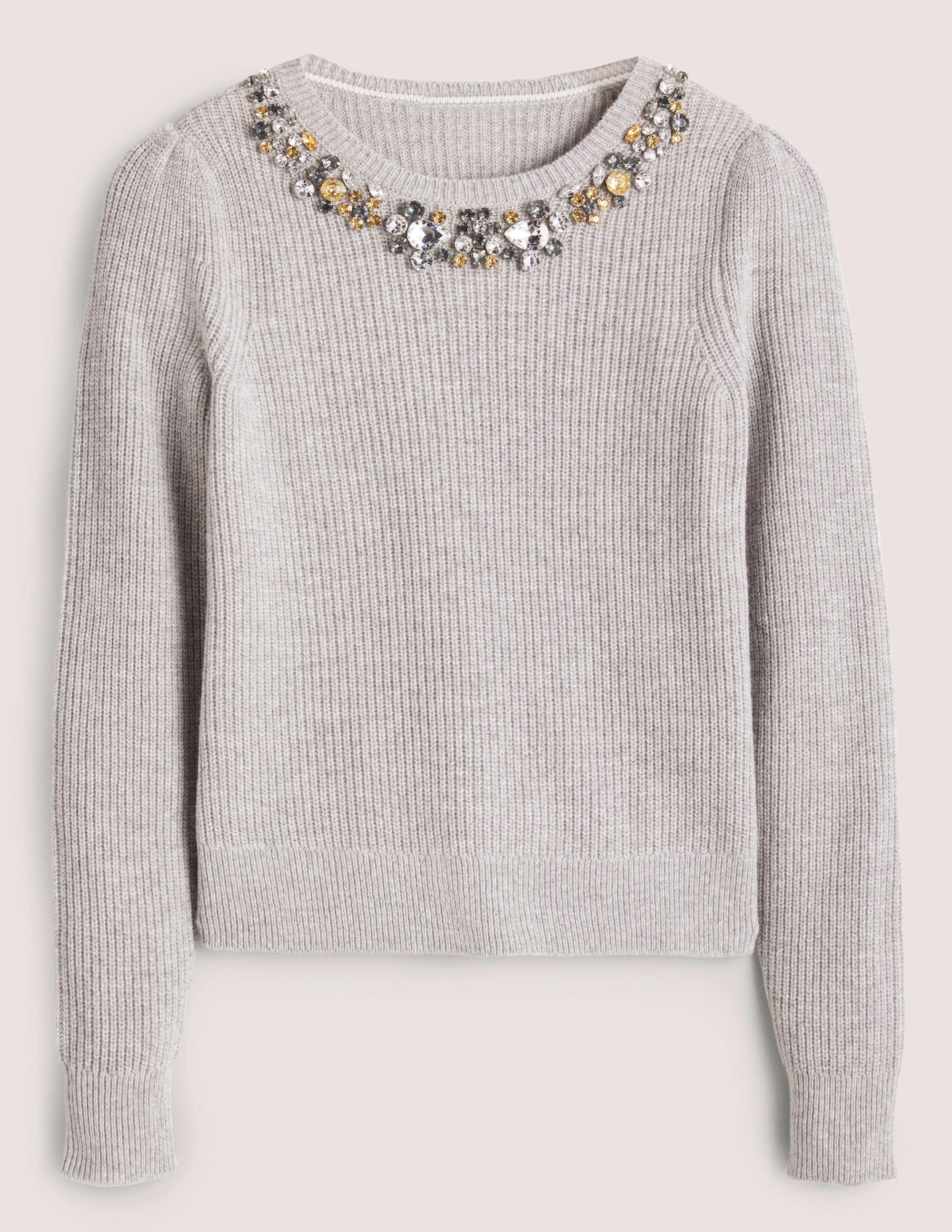 Embellished Party Jumper-Grey, Embellished Collar - Image 6