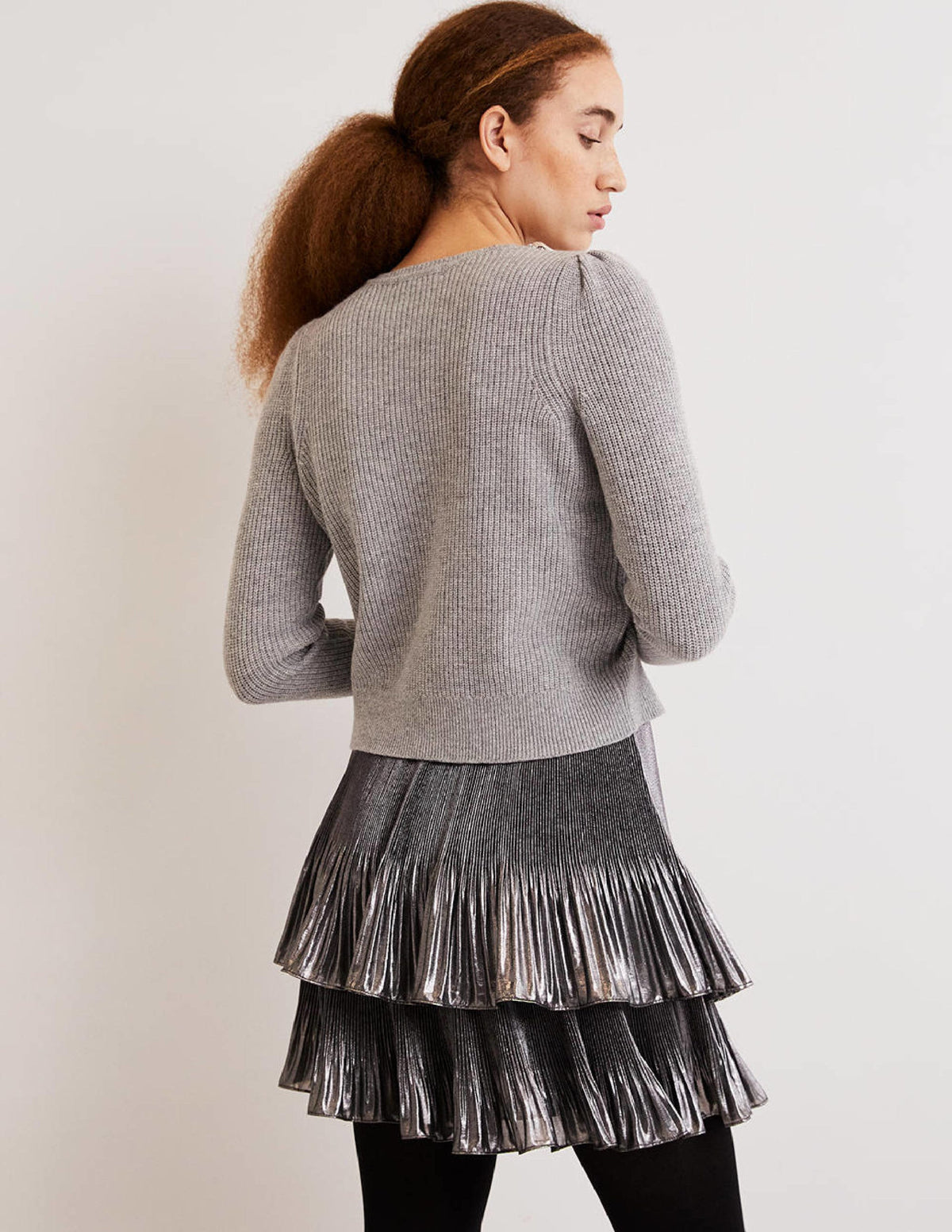 Embellished Party Jumper-Grey, Embellished Collar - Image 4