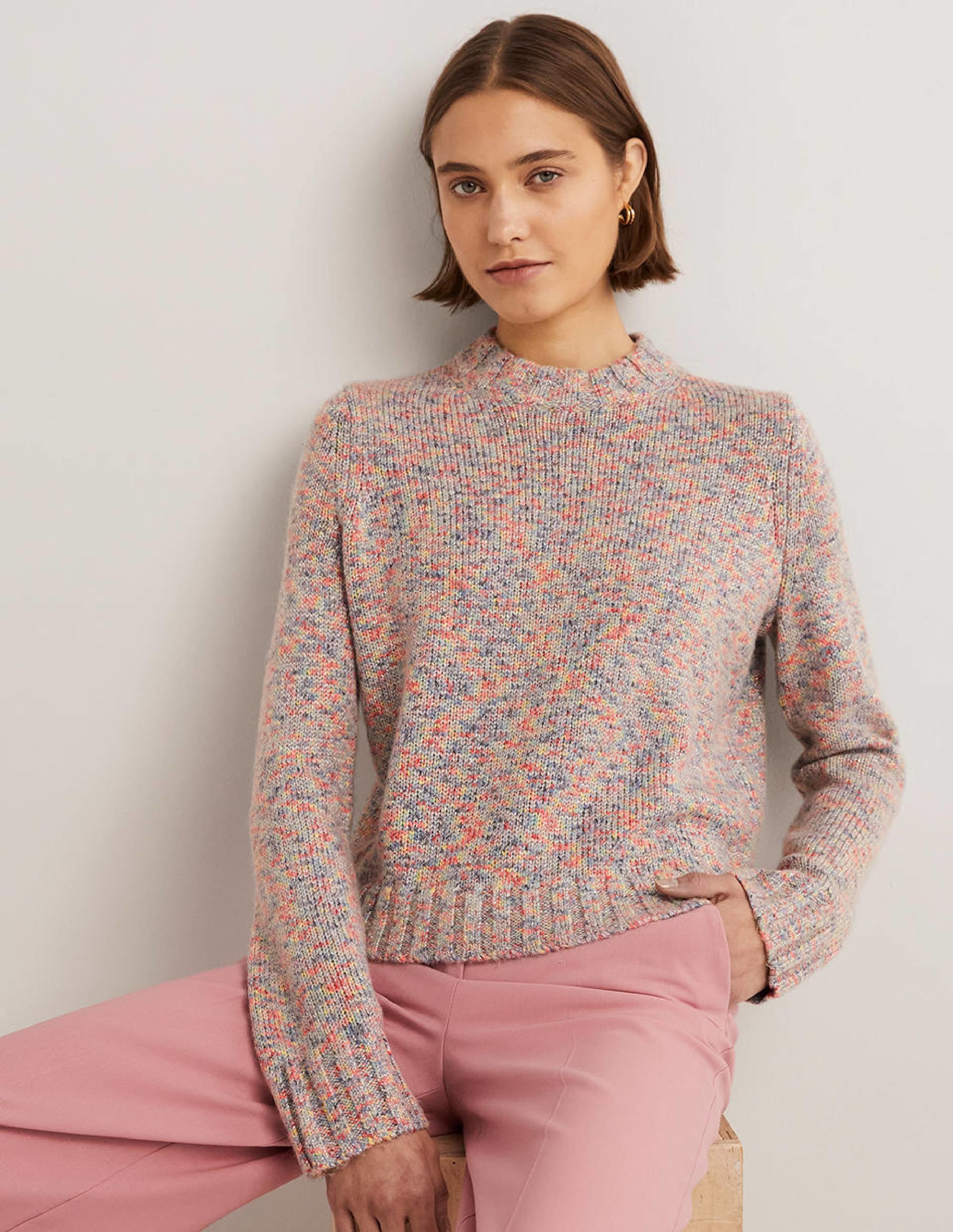 Speckled Fluffy Jumper-Grey Melange - Image 1