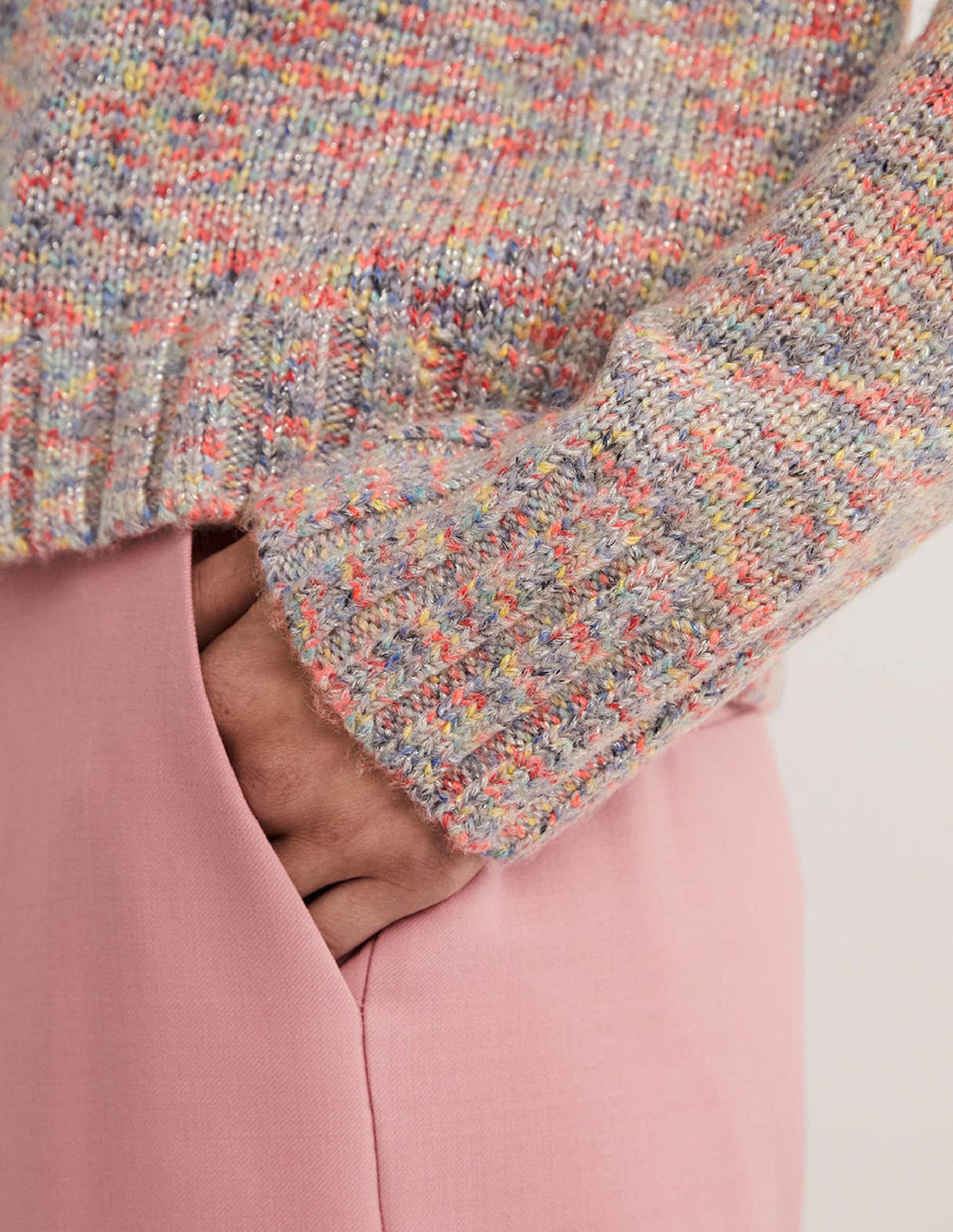 Speckled Fluffy Jumper-Grey Melange-2