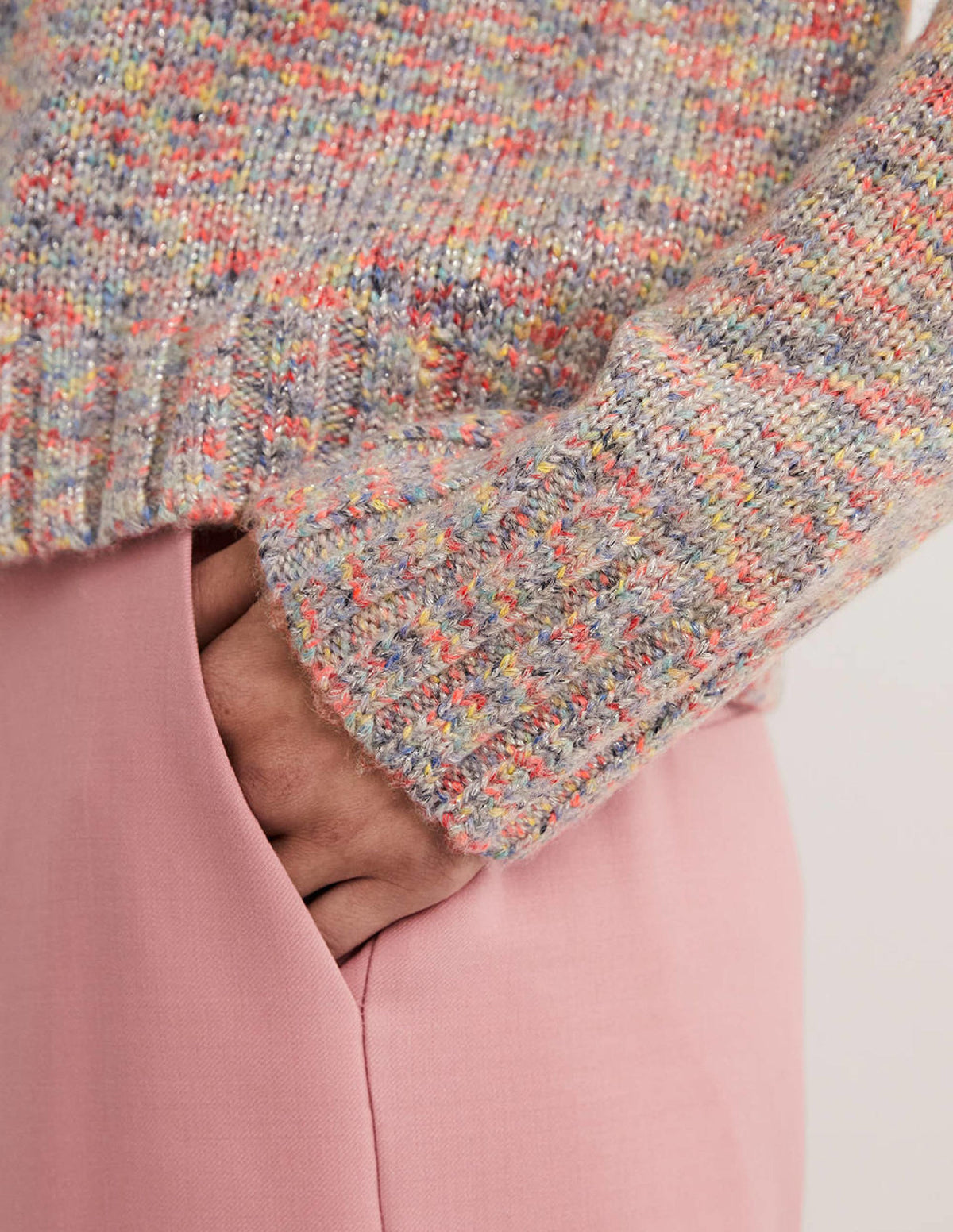 Speckled Fluffy Jumper-Grey Melange - Image 2