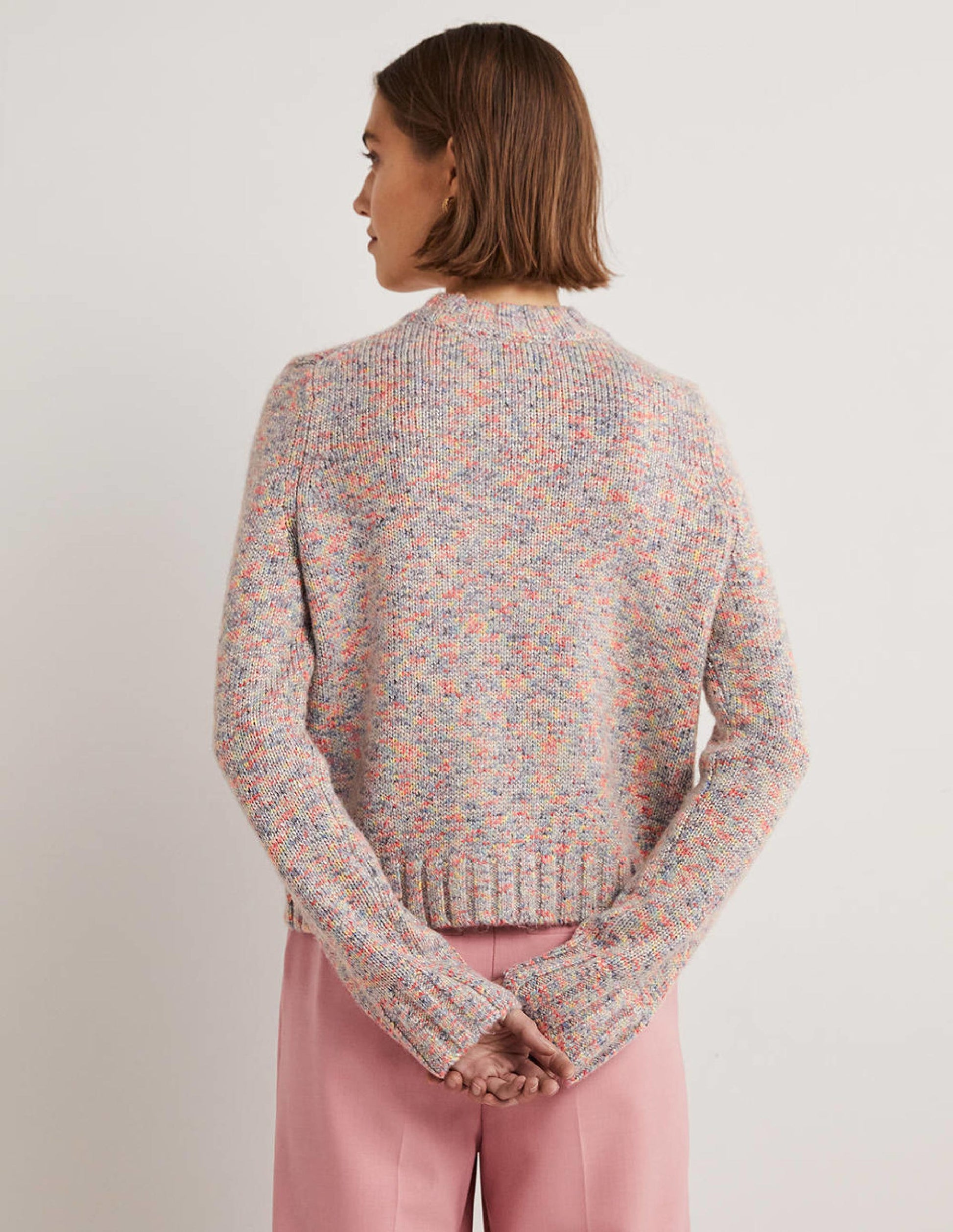 Speckled Fluffy Jumper-Grey Melange-3