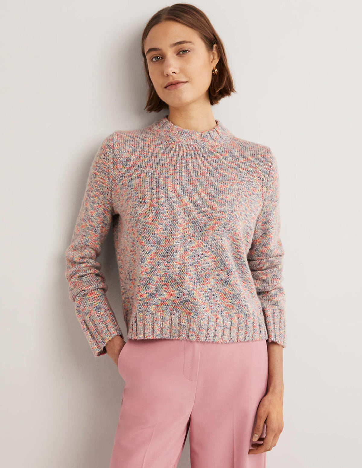 Speckled Fluffy Jumper-Grey Melange - Image 4