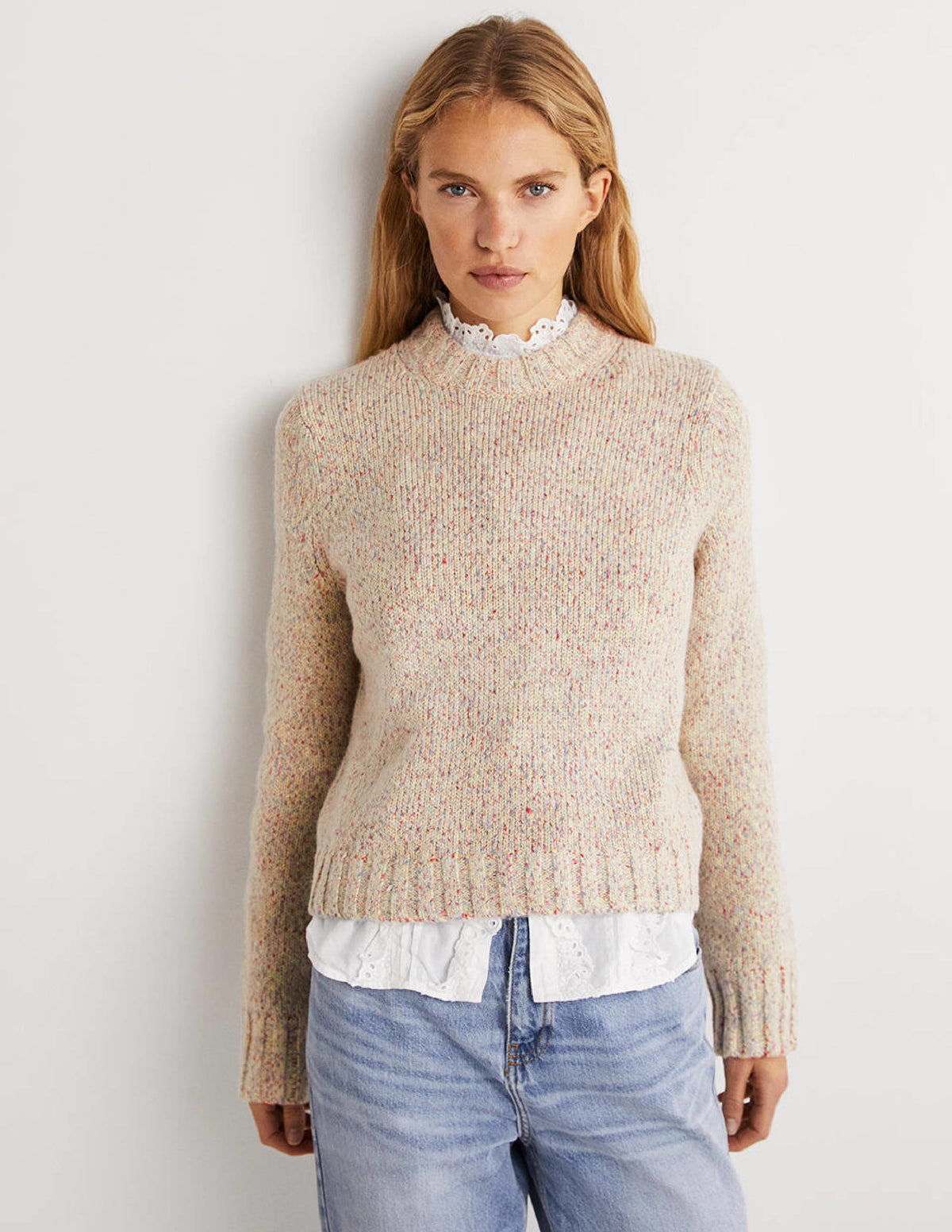 Speckled Fluffy Jumper-Ivory - Image 1