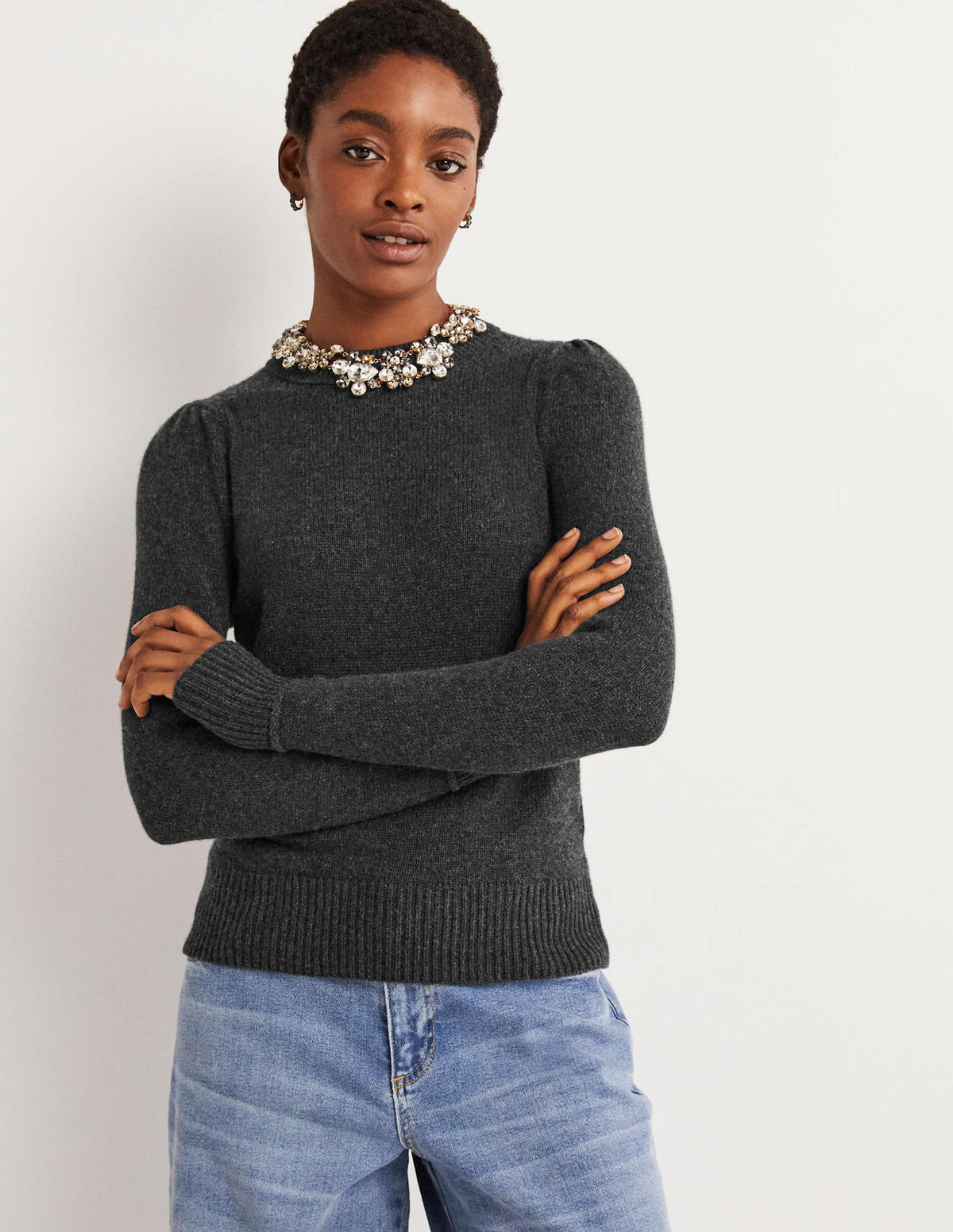 Lofty Cashmere Jumper-Charcoal Melange-1