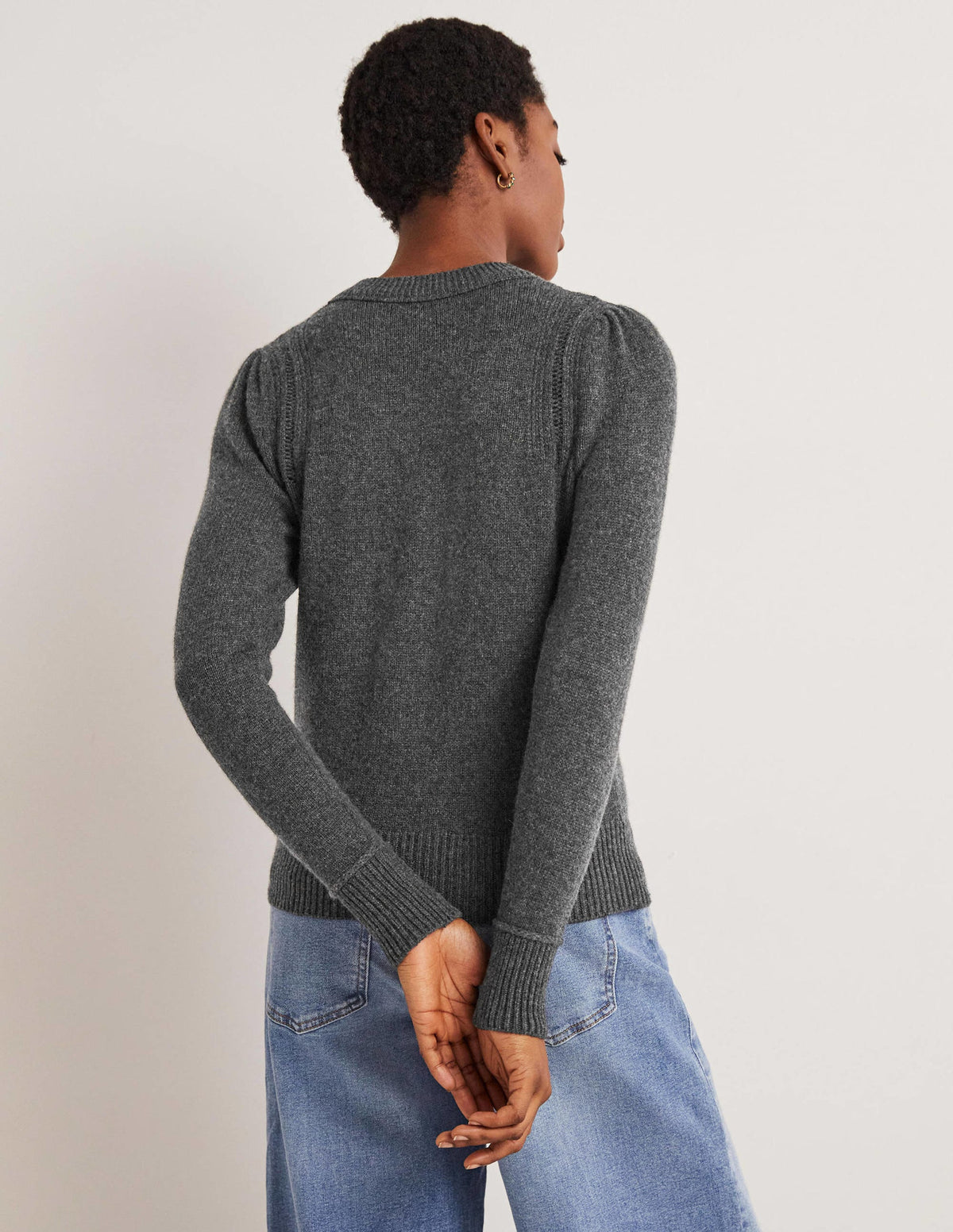 Lofty Cashmere Jumper-Charcoal Melange - Image 3