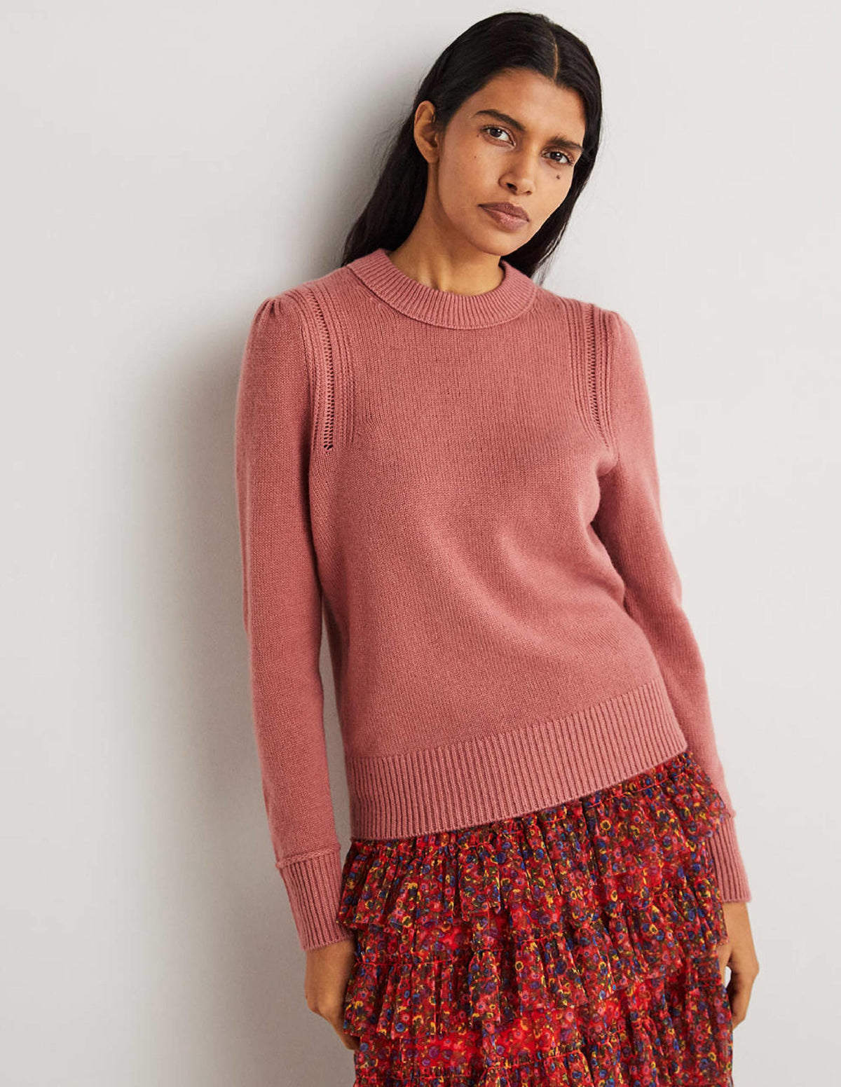 Lofty Cashmere Jumper-Dusty Red Melange-1