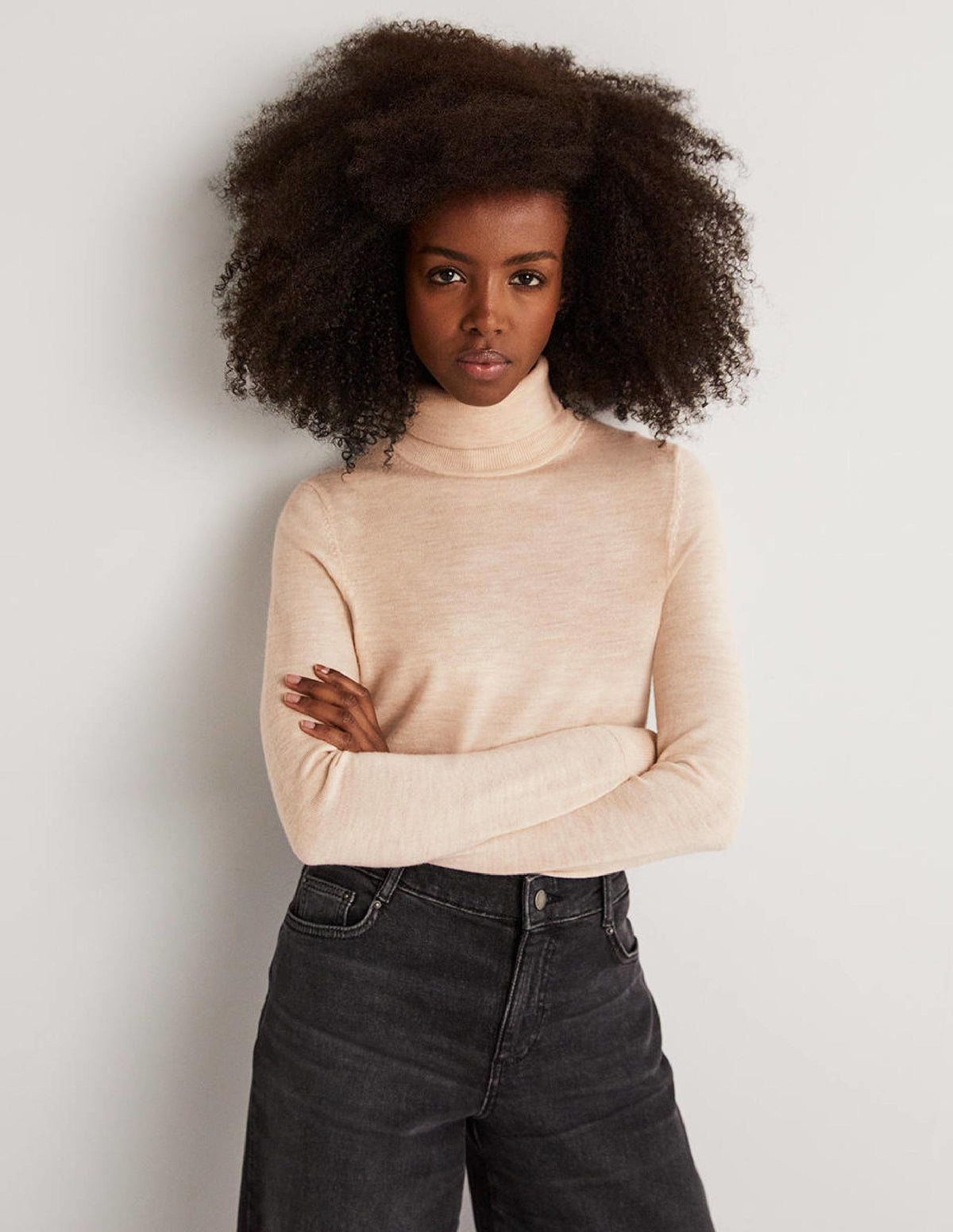 Merino Roll Neck-Oatmeal Melange - Image 1