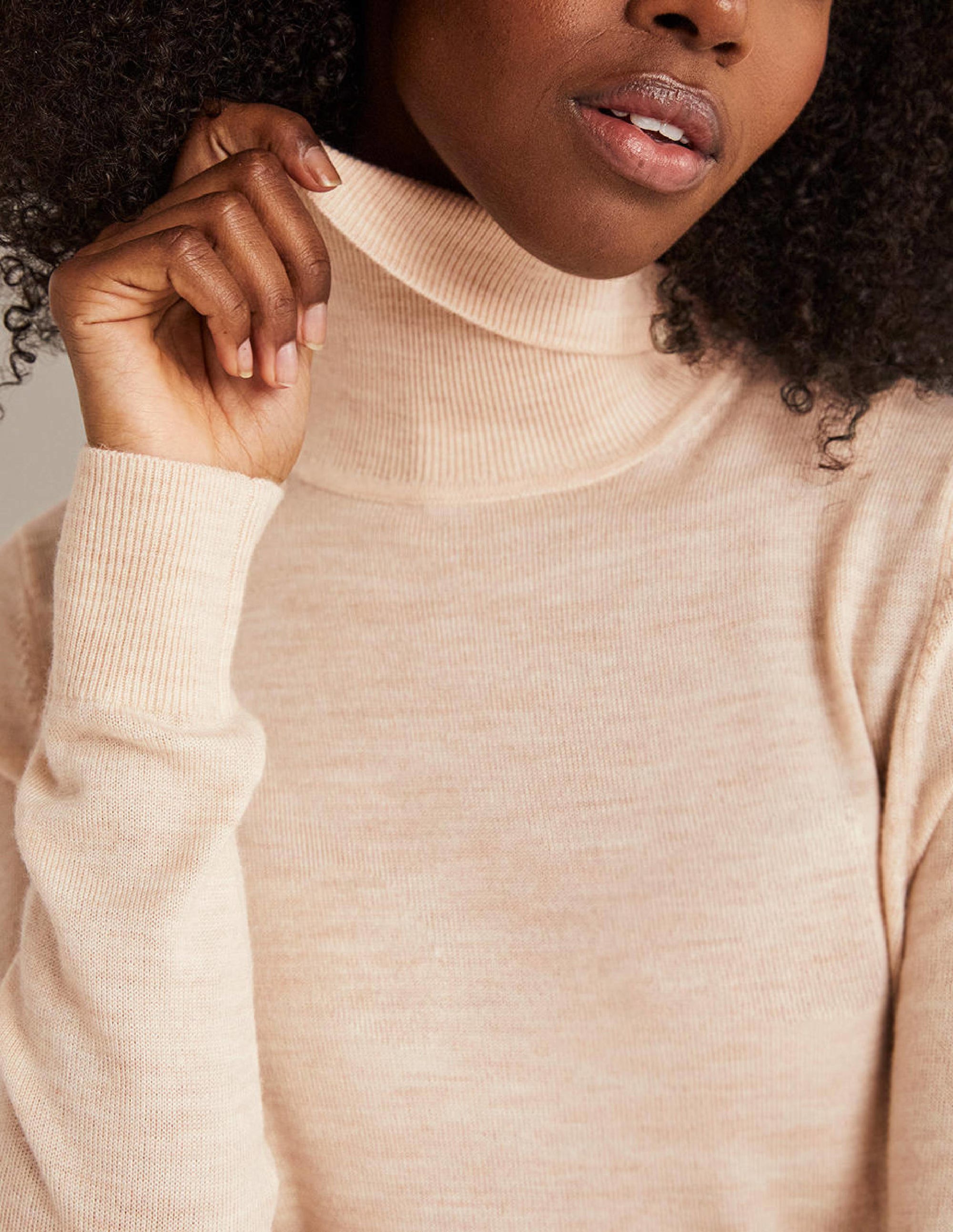 Merino Roll Neck-Oatmeal Melange - Image 2