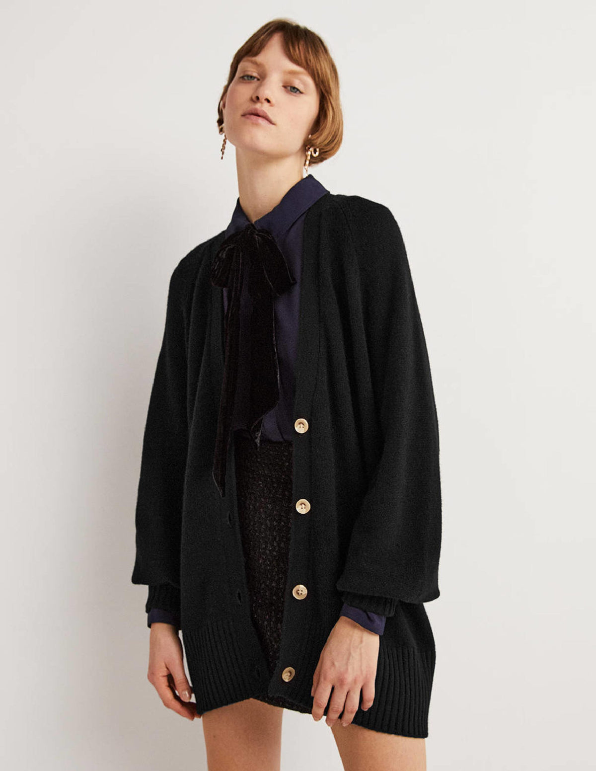 Long Cashmere Cardigan-Black-1