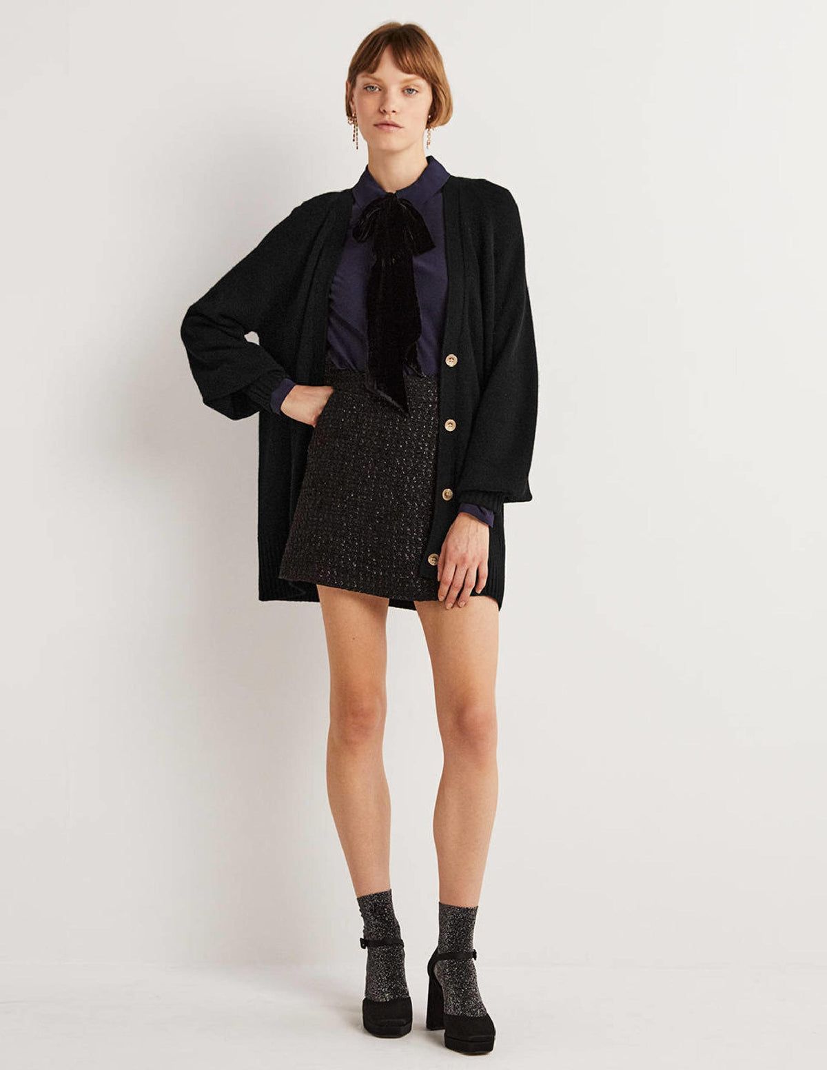 Long Cashmere Cardigan-Black-4