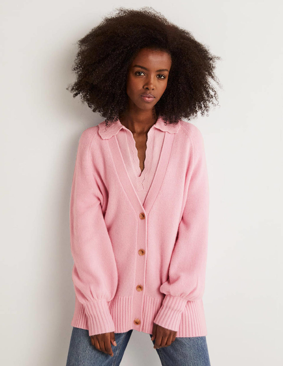 Long Cashmere Cardigan-Cameo Pink-1