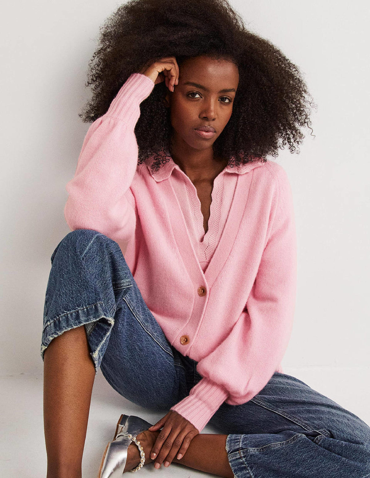 Long Cashmere Cardigan-Cameo Pink-5