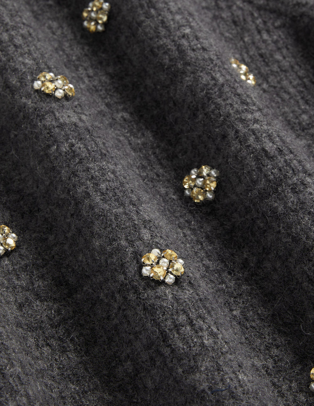 Embellished Fluffy T-shirt-Charcoal Melange Embellishment - Image 7