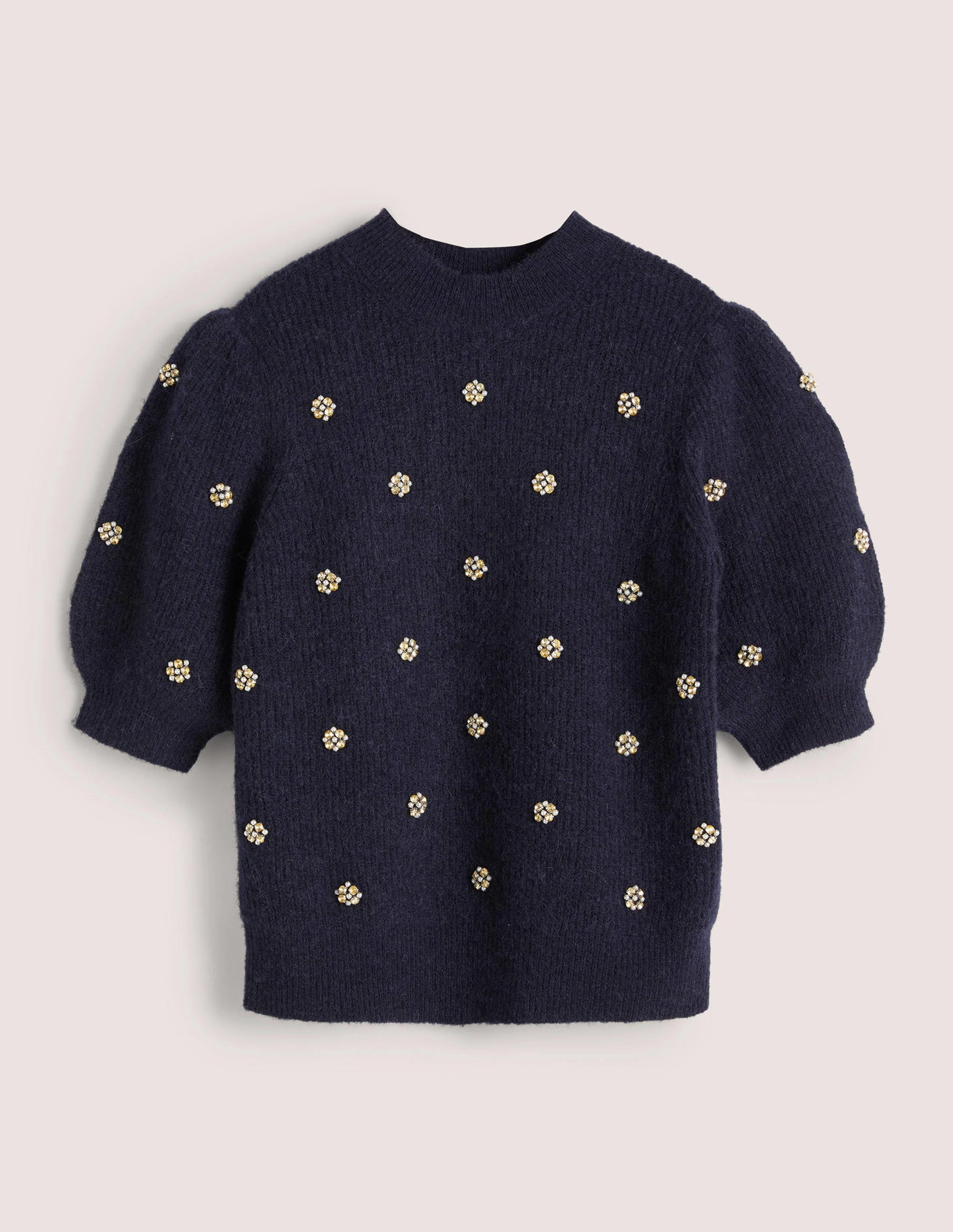 Embellished Fluffy T-shirt-Navy Embellishment-5