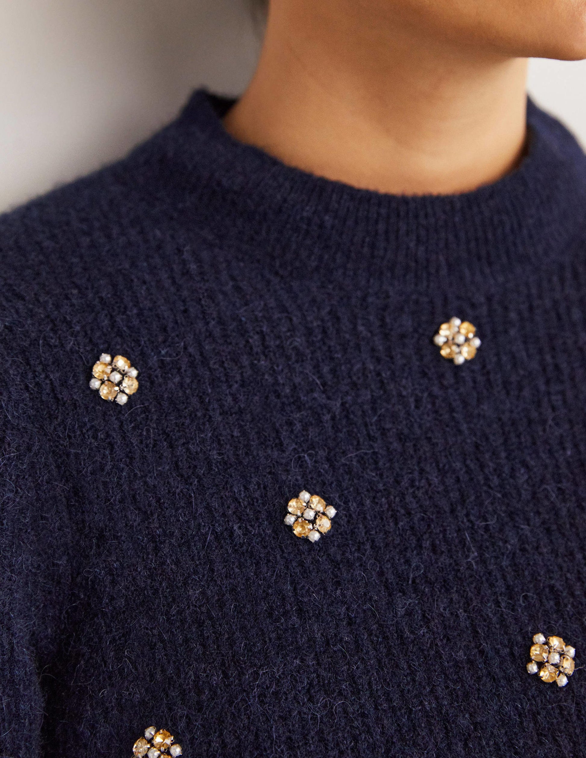 Embellished Fluffy T-shirt-Navy Embellishment-2
